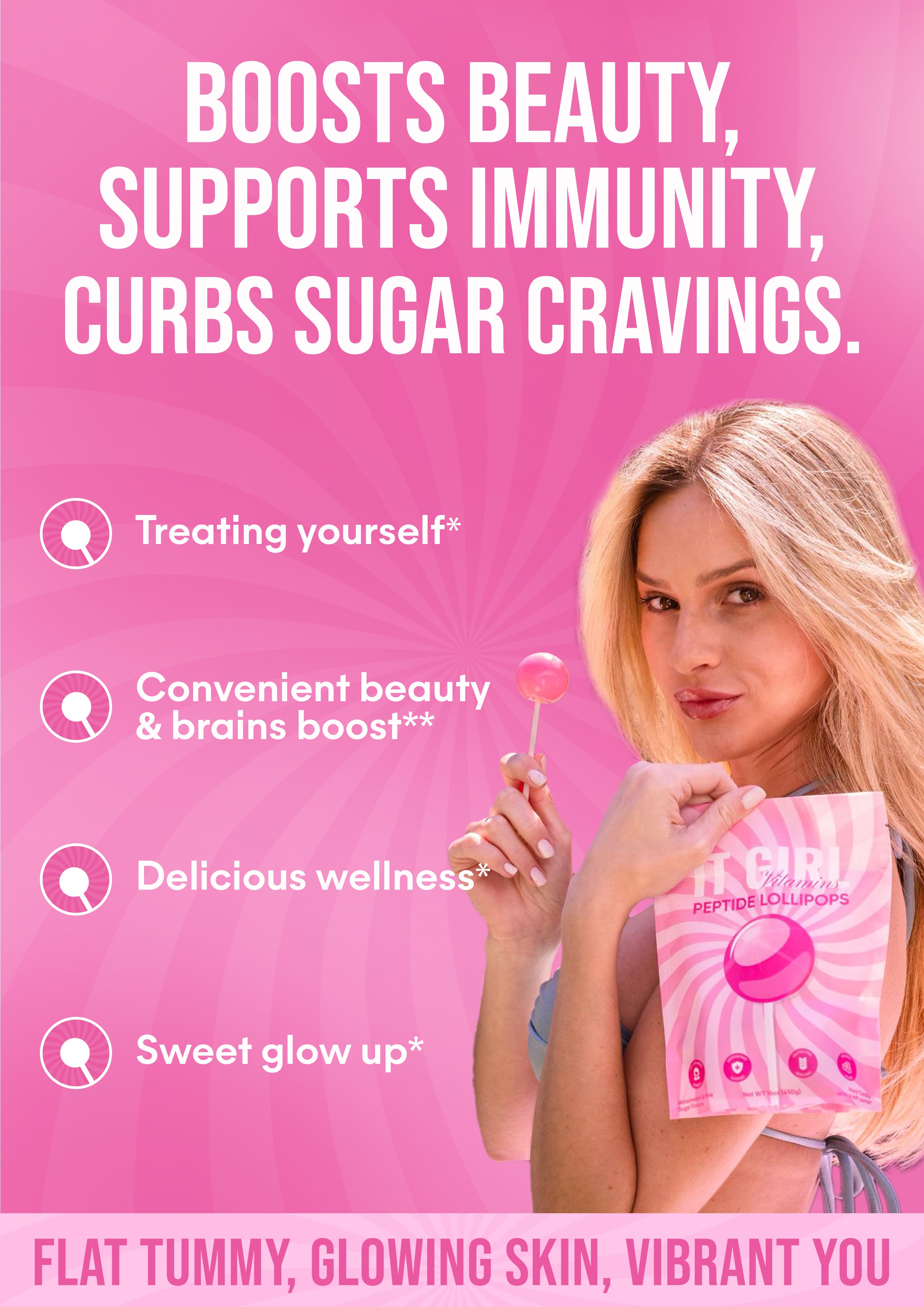 It Girl Beauty Lollipops - Collagen Peptides & Vitamin C Healthy Candy for Skin, Hair, Nails