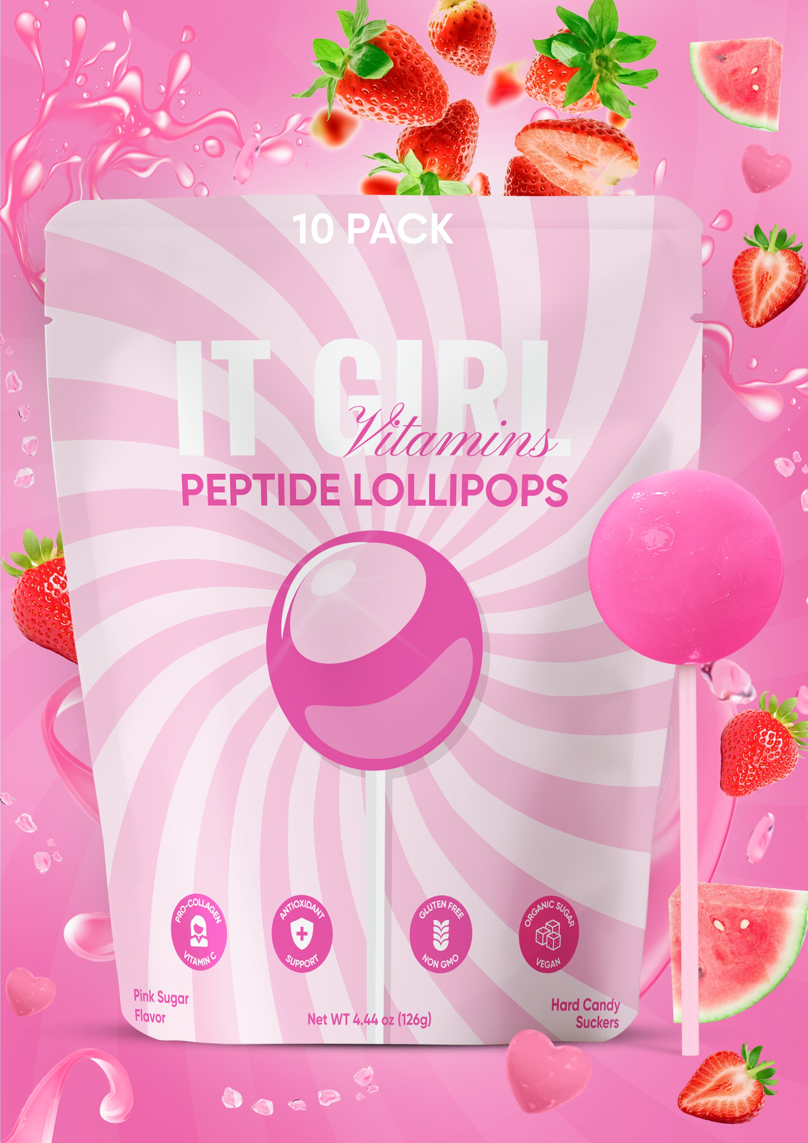 It Girl Beauty Lollipops - Collagen Peptides & Vitamin C Healthy Candy for Skin, Hair, Nails