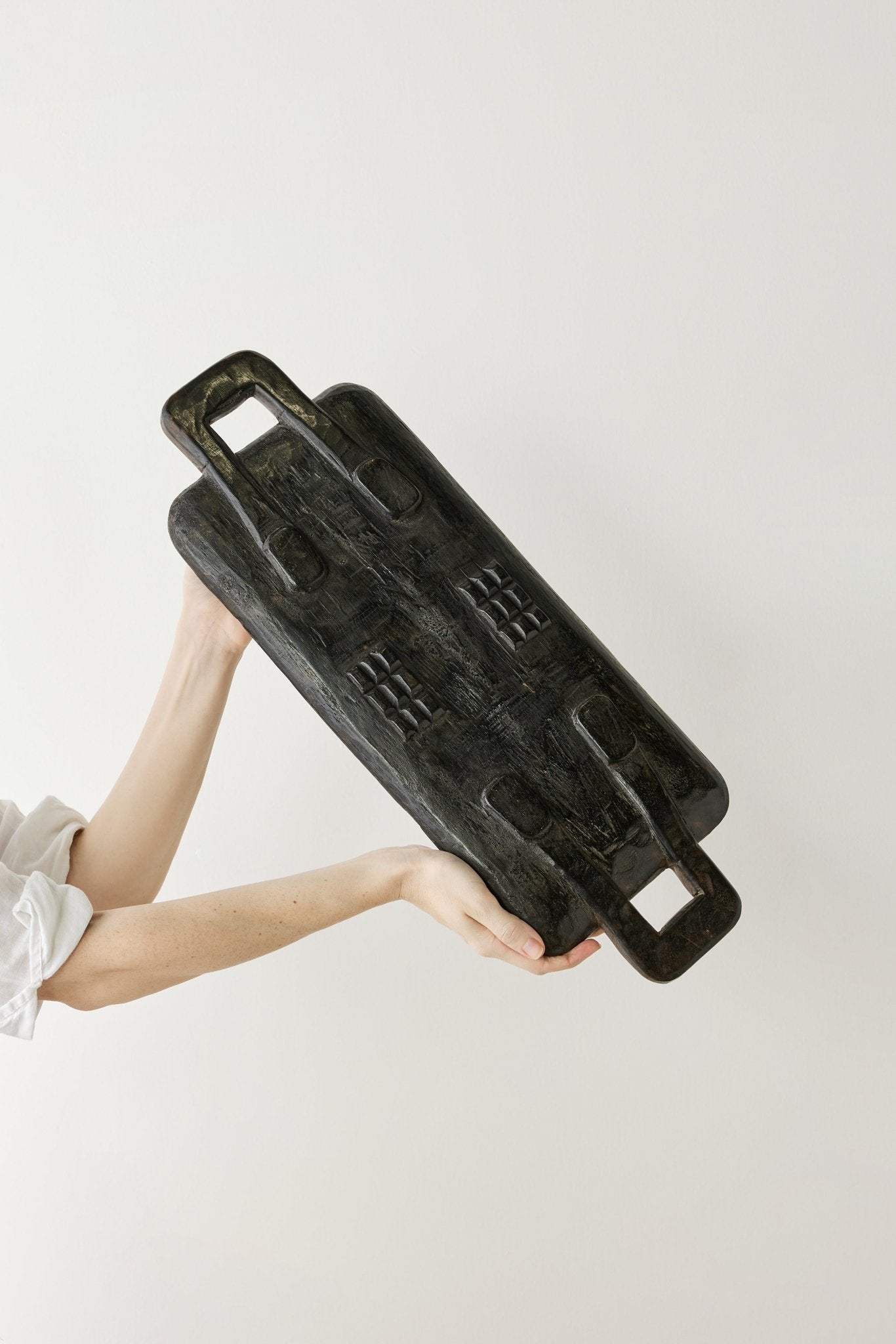 Bamenda Brown Rectangle Wood Serving Tray Kanju Interiors