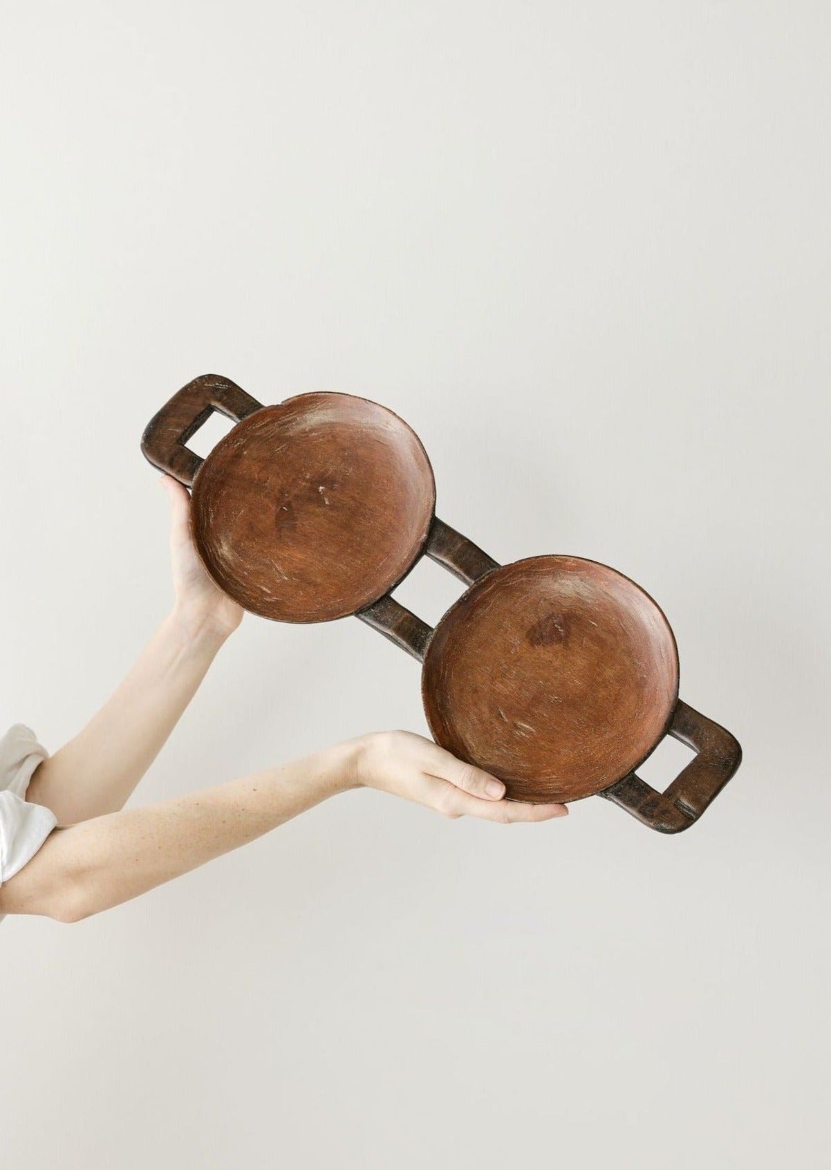 Bamenda Duo Circular Wooden Serving Tray Kanju Interiors