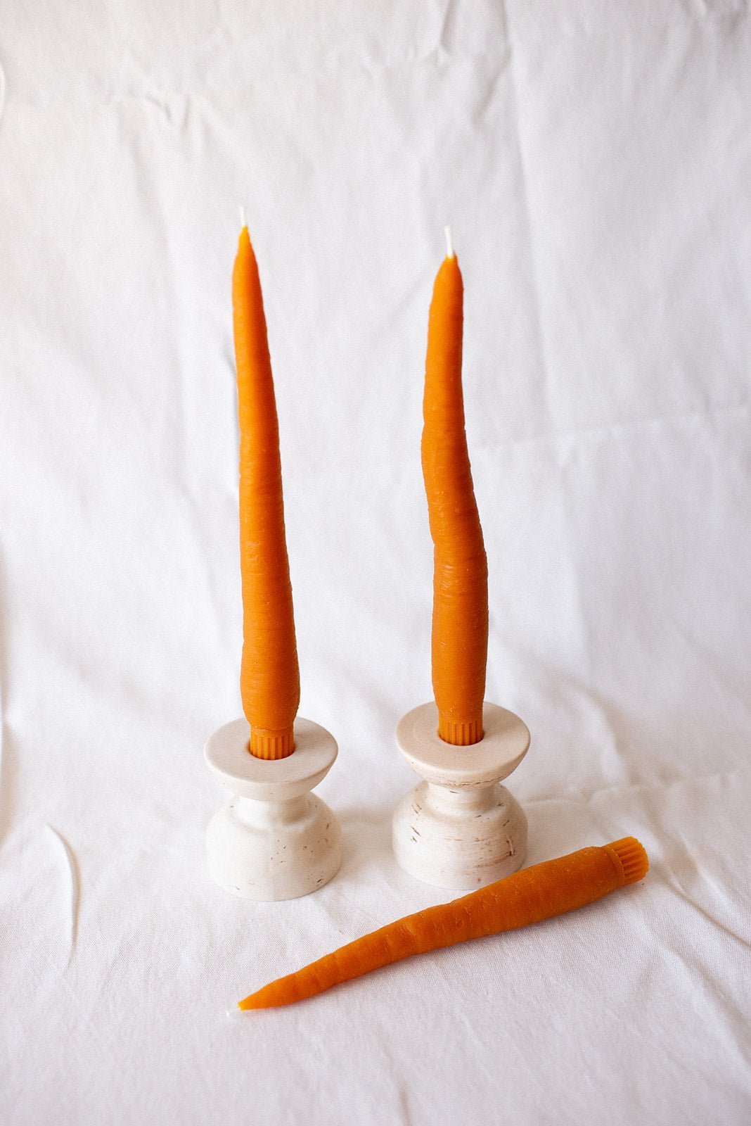 Beeswax Carrot Taper Candles - Set of 2 Happy Organics