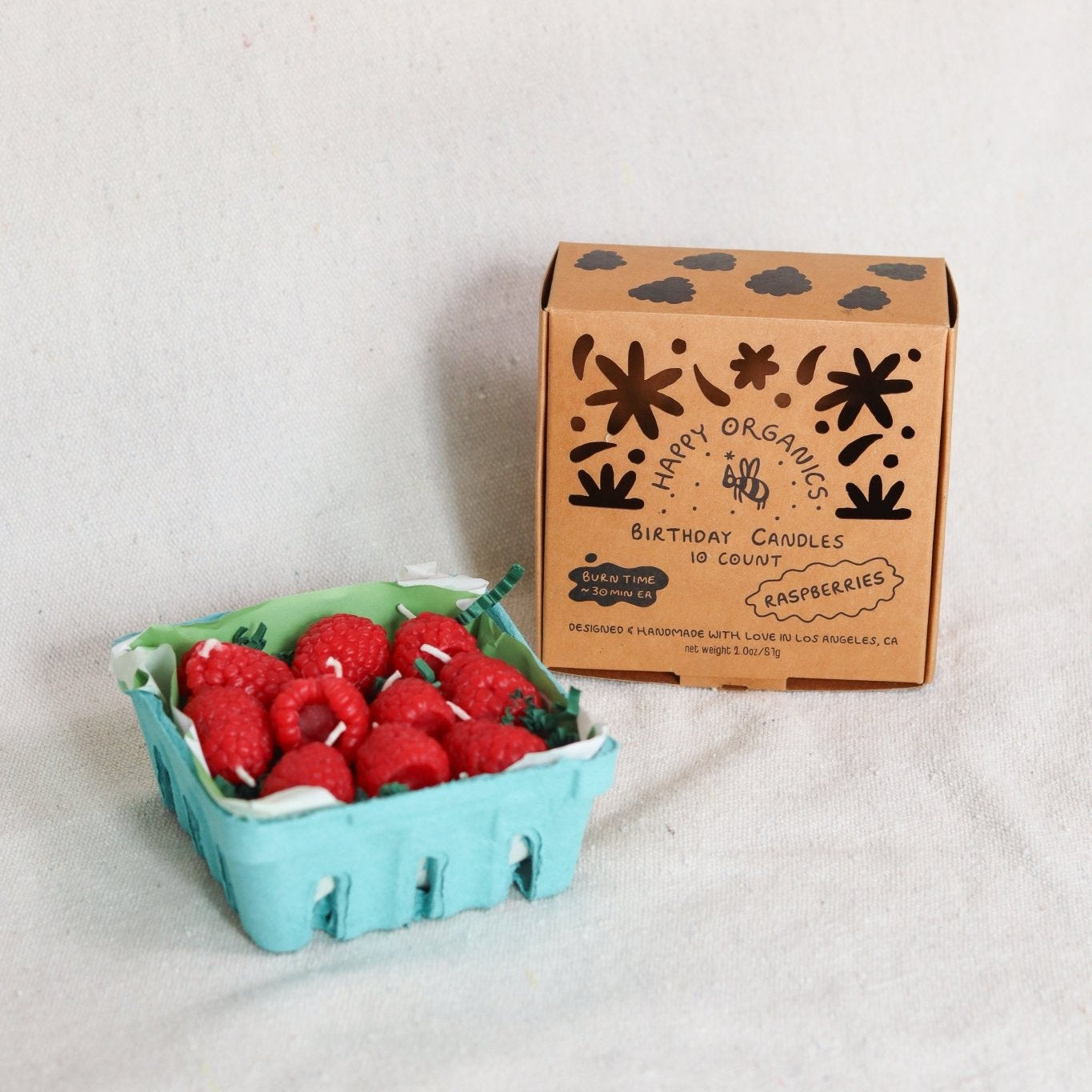 Beeswax Raspberry Birthday Candles