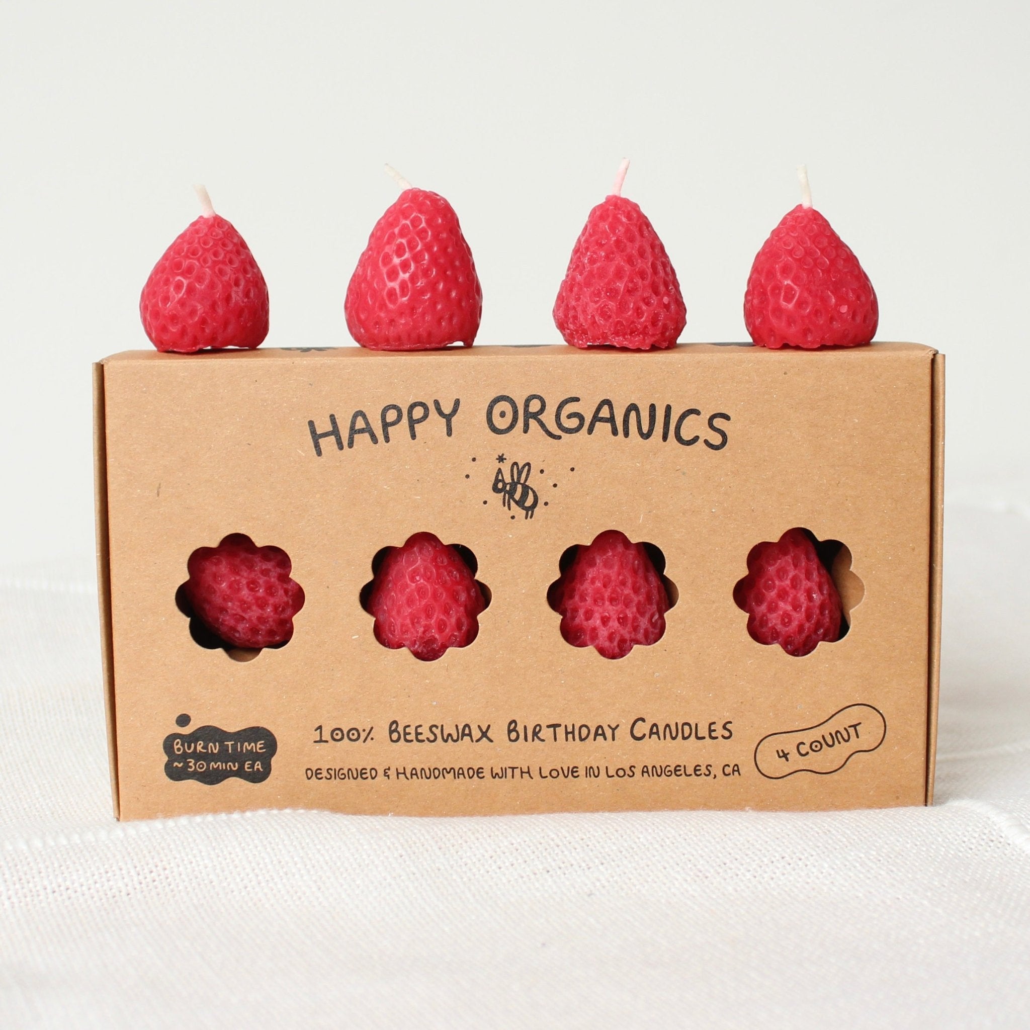 Beeswax Strawberry Birthday Candles Happy Organics