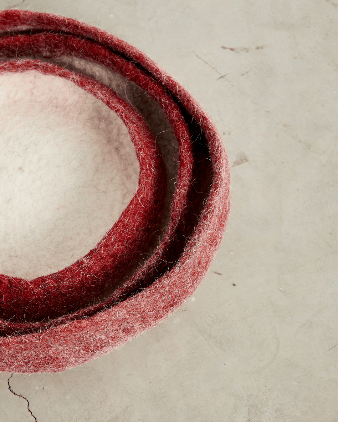 Berry Red Decorative Wool Nesting Bowls Kanju Interiors