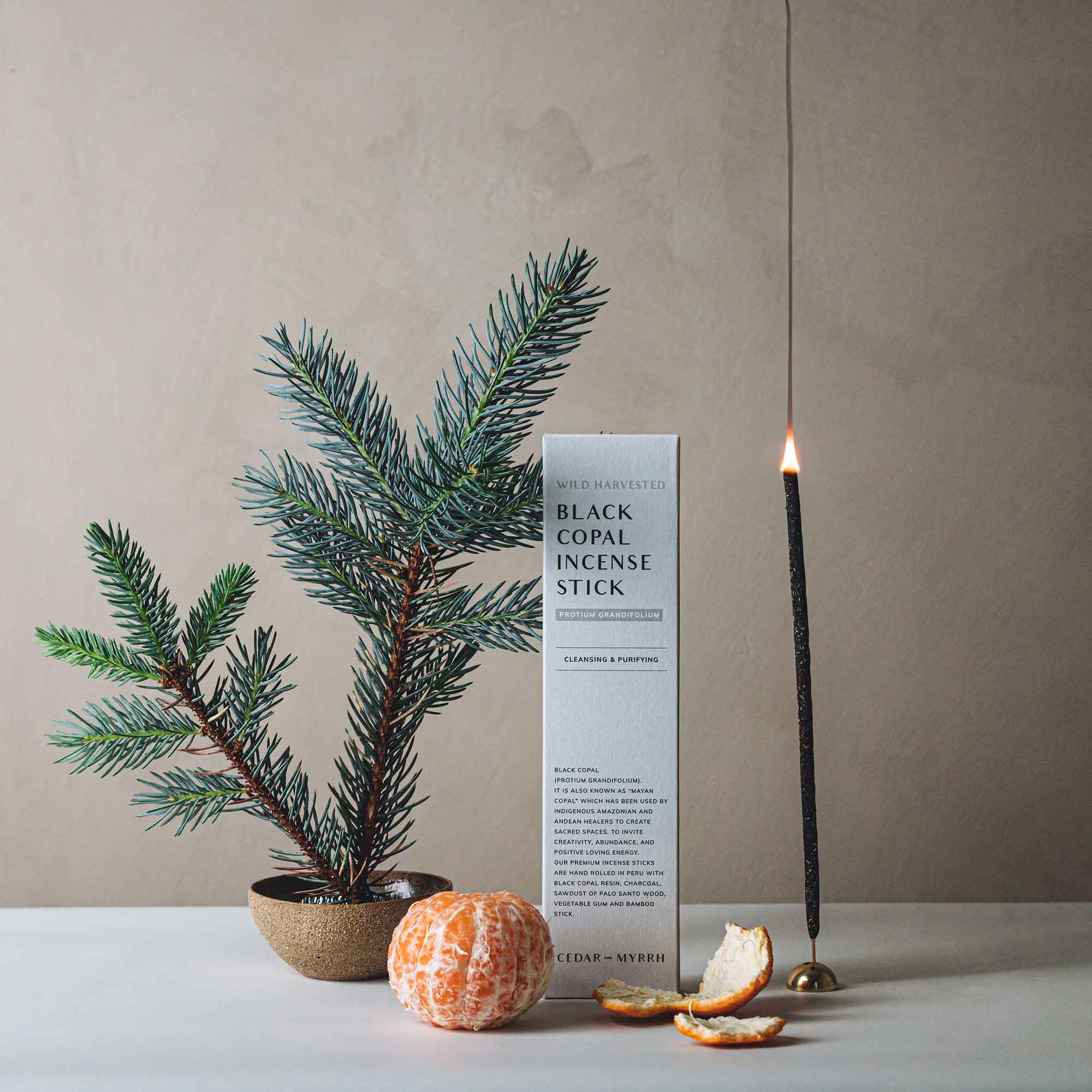 Black Copal Incense Sticks – 7 Hand - Rolled Sticks from Peru CEDAR AND MYRRH