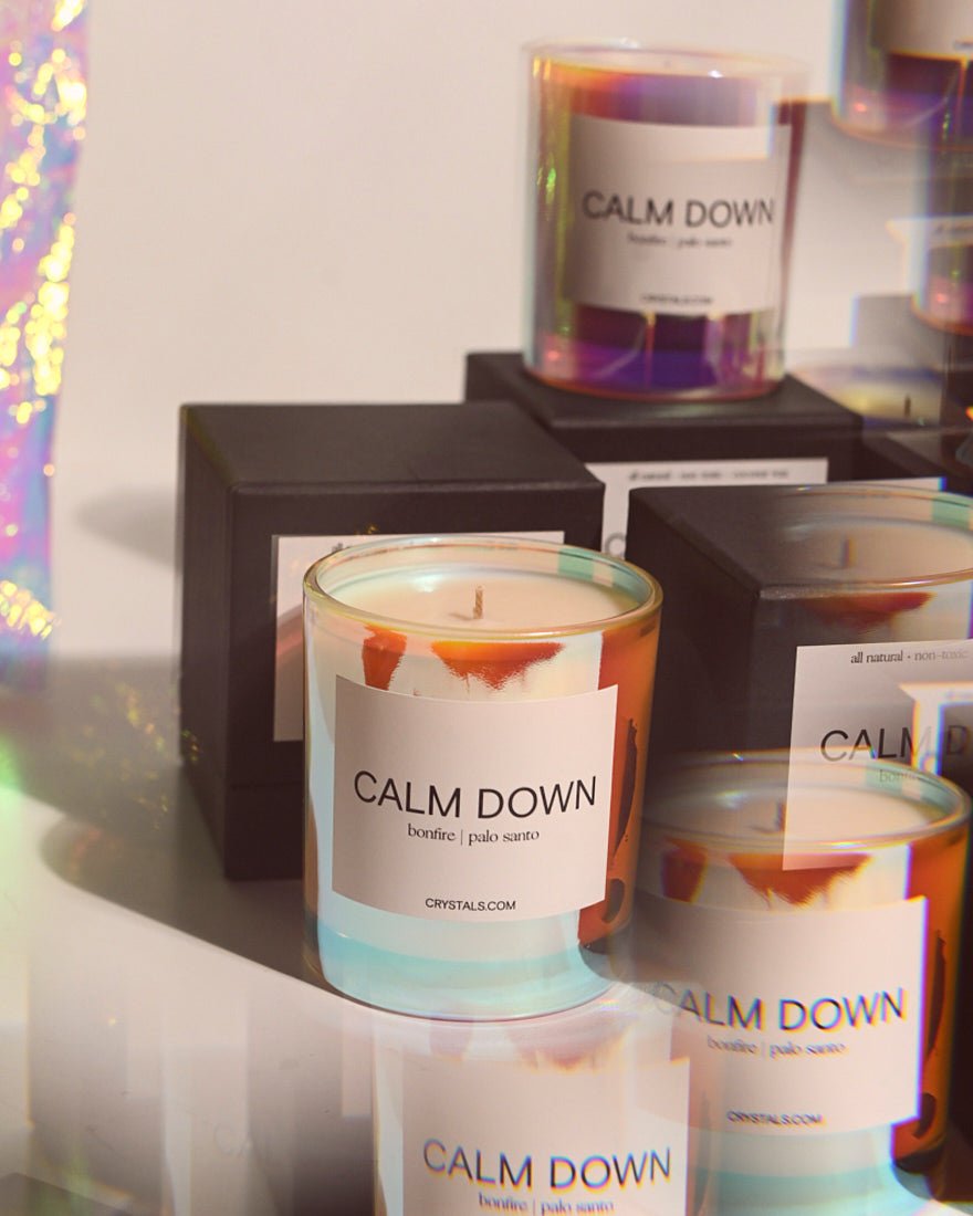 CALM DOWN Candle CRYSTALS.COM