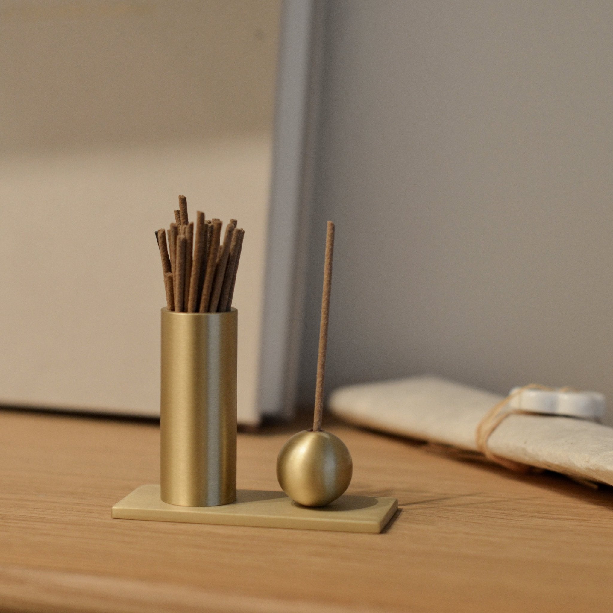 Cylinder & Sphere Brass Incense Holder CEDAR AND MYRRH