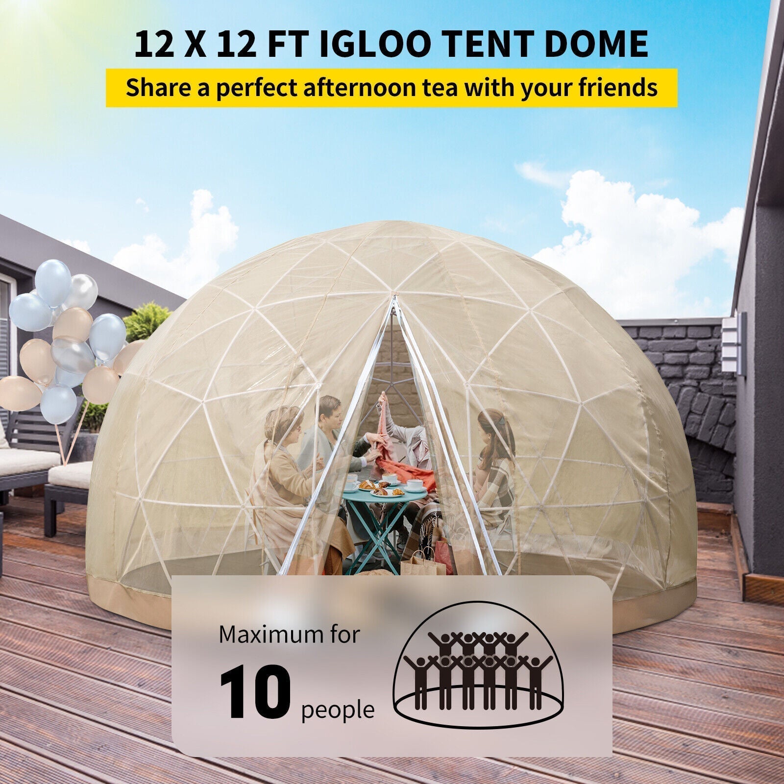 Extra Large 10 Person Outdoor Igloo Garden Greenhouse Dome Tent, 12FT (94316275) SAKSBY WHOLESALE