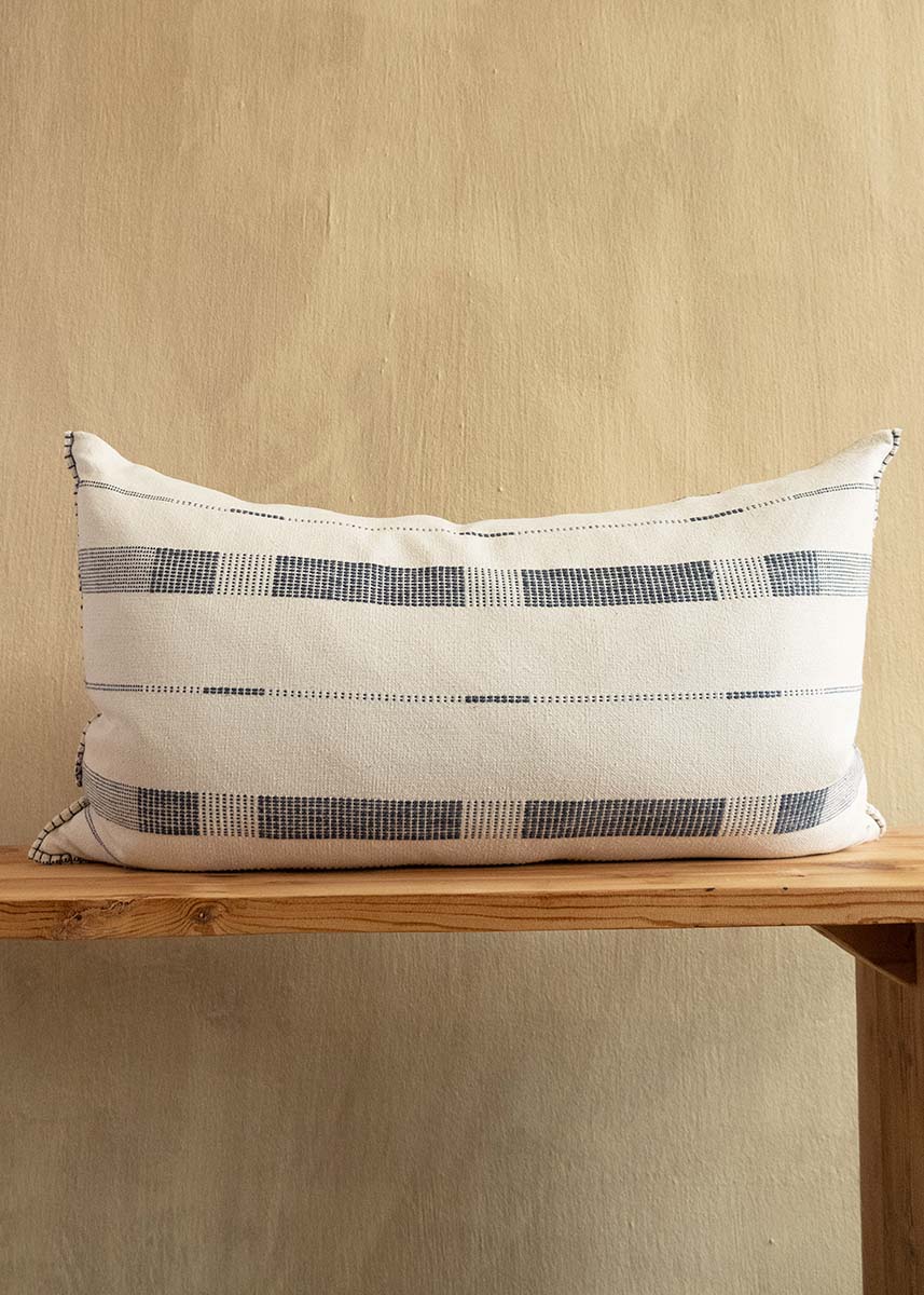 Fulcrum Ink Oversized Cotton Lumbar Pillow Kanju Interiors
