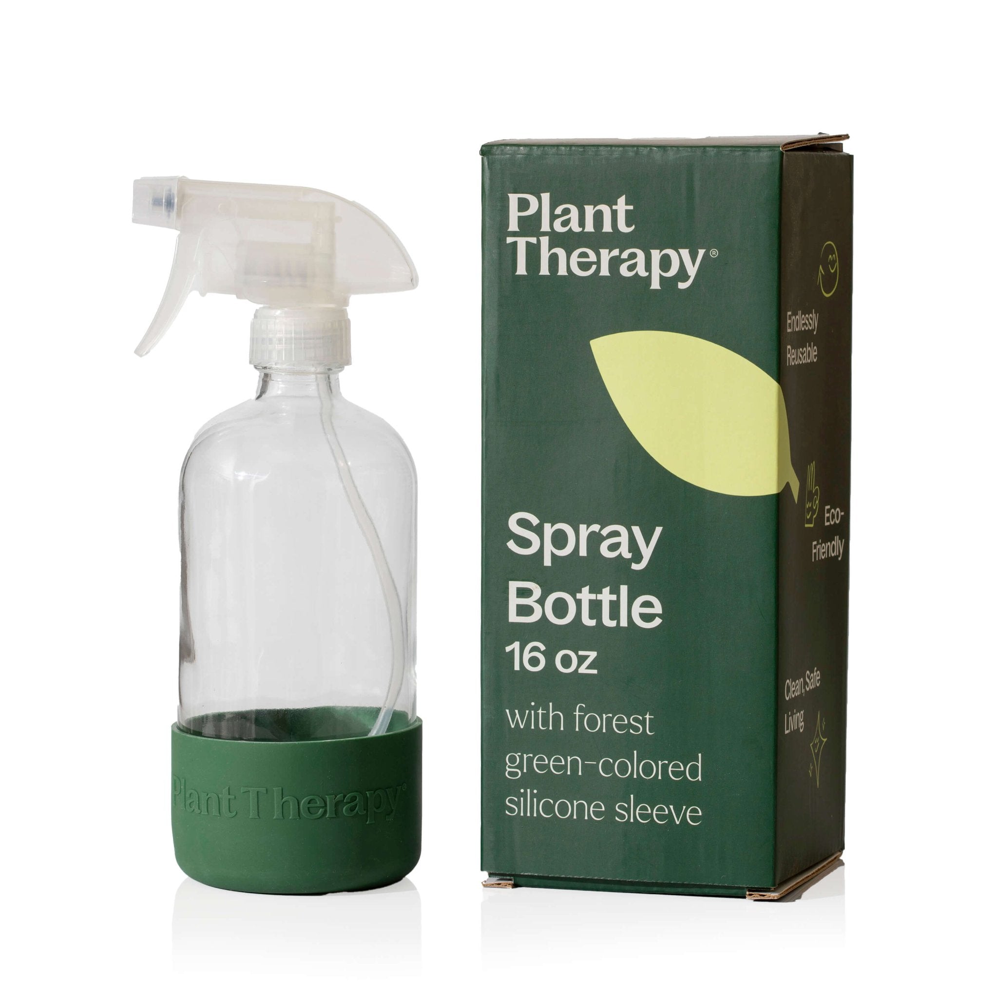 Glass Spray Bottle with Forest Green Sleeve Plant Therapy