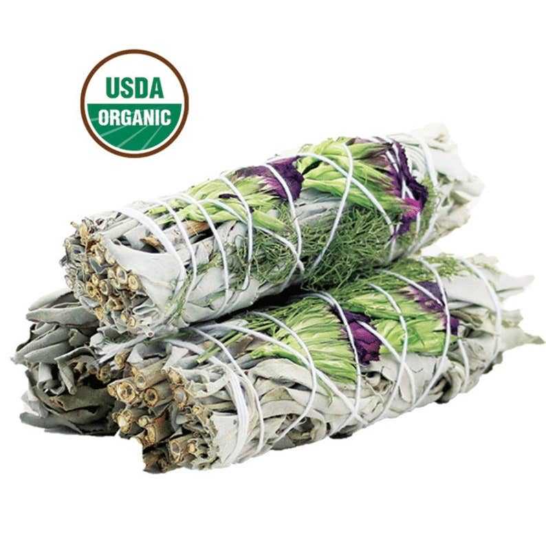 'Good Life' Floral White Sage Smudge Stick (4 in.) Sacred Crystals