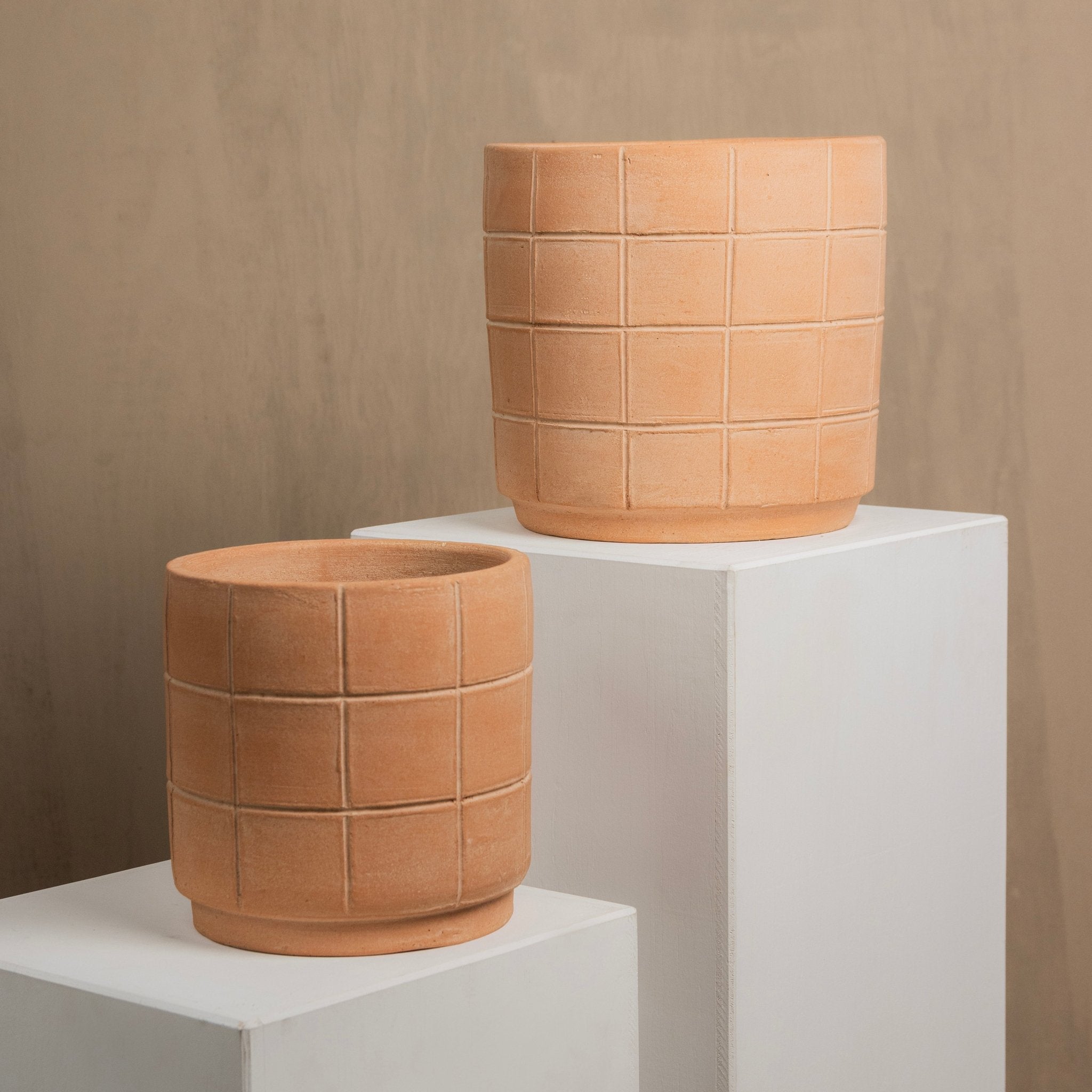 Grid Small Terracotta Planter by MESO MESO
