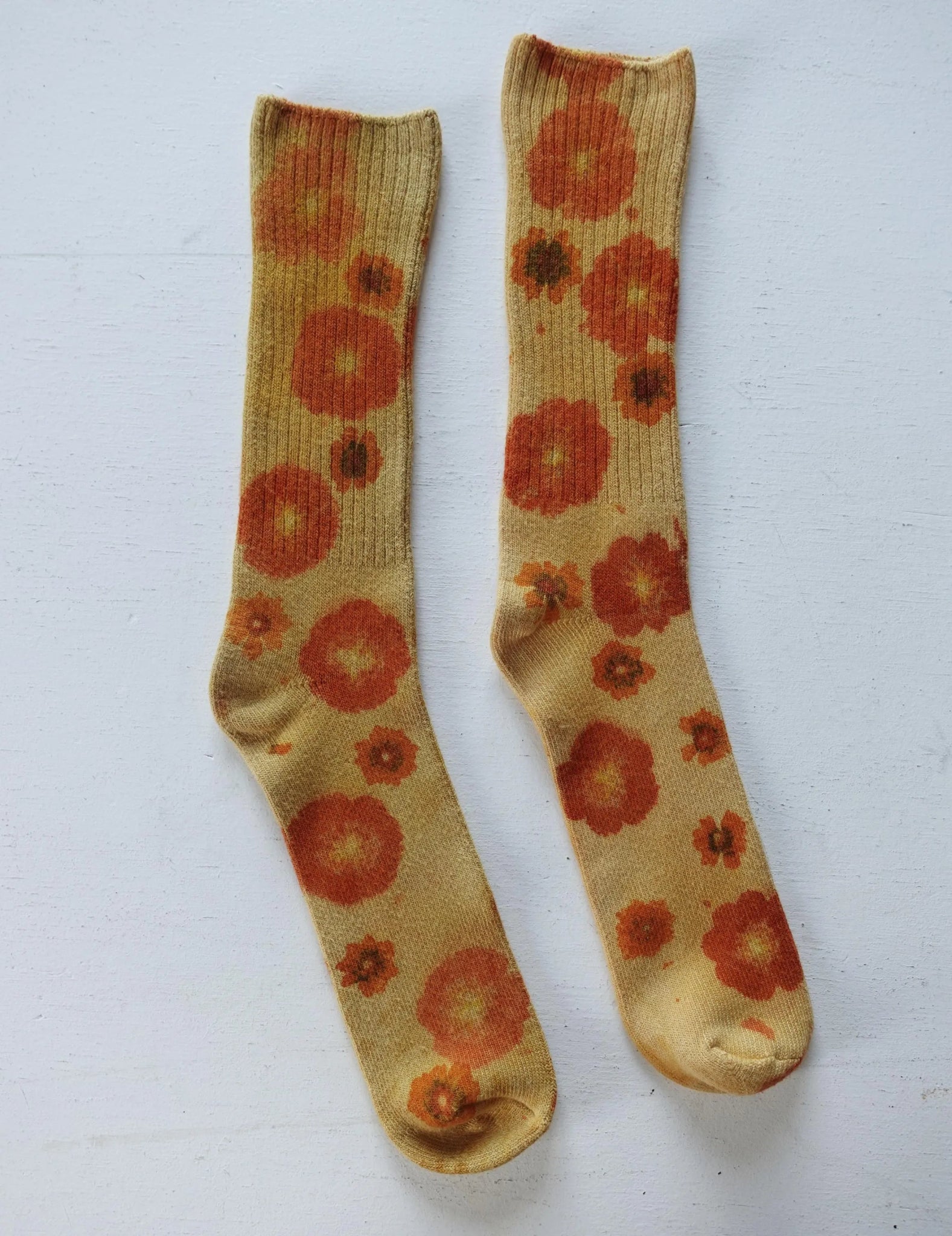 Hand - dyed Color Block Flower Power Socks dyekween