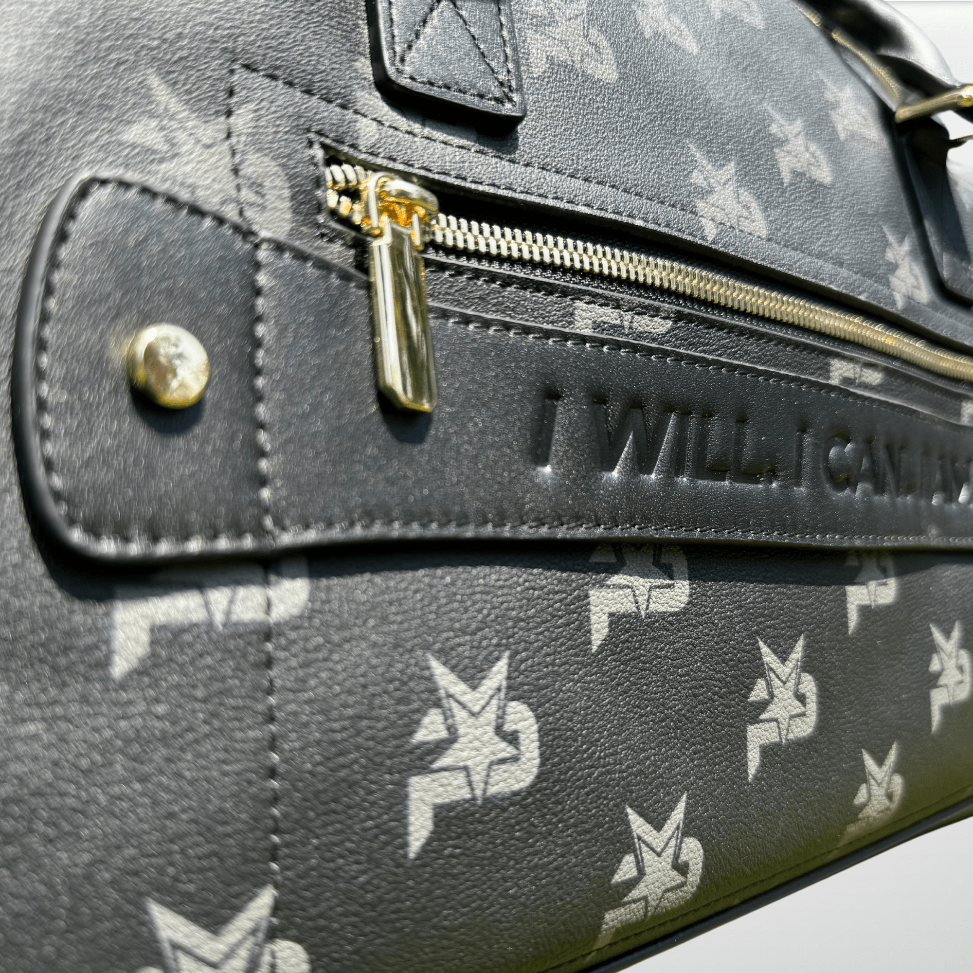 I AM - Leather Monogram Training Duffel Bag, Black iReliev