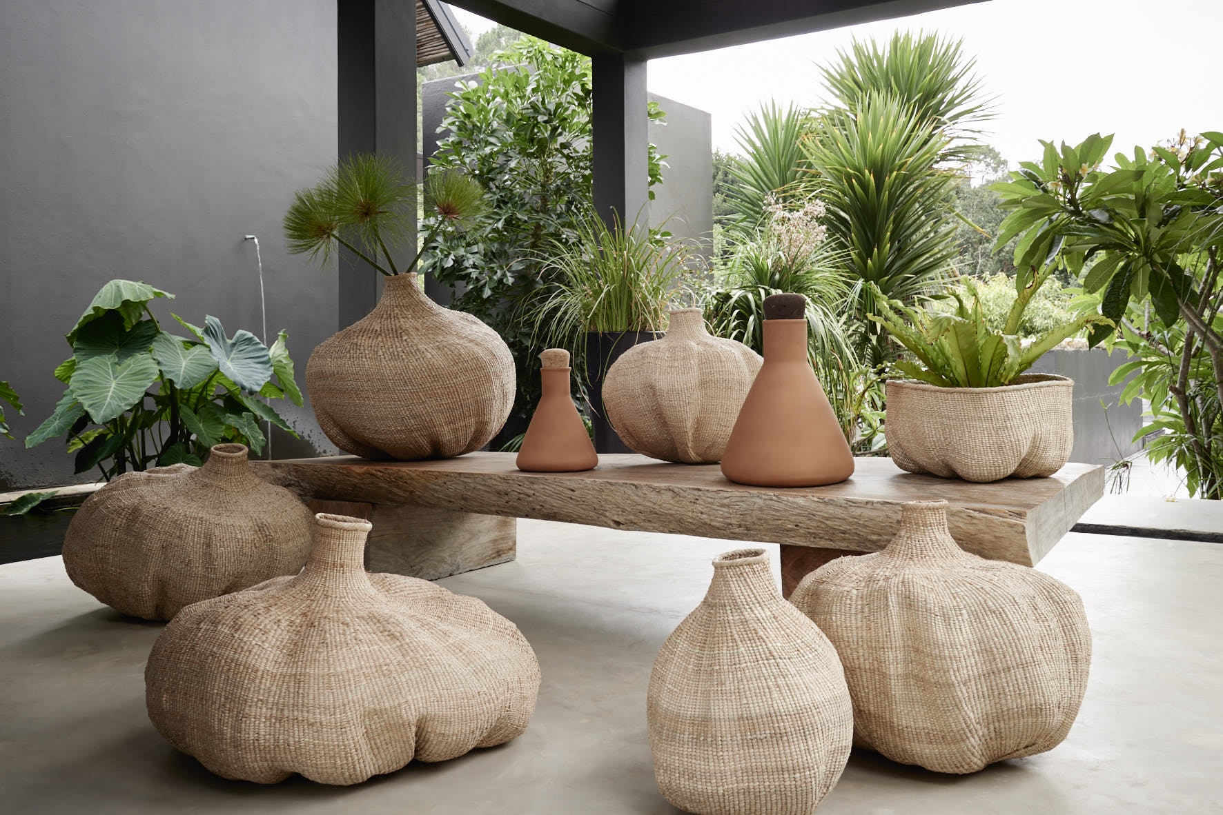 Ilala Garlic Gourd Handwoven African Basket Kanju Interiors