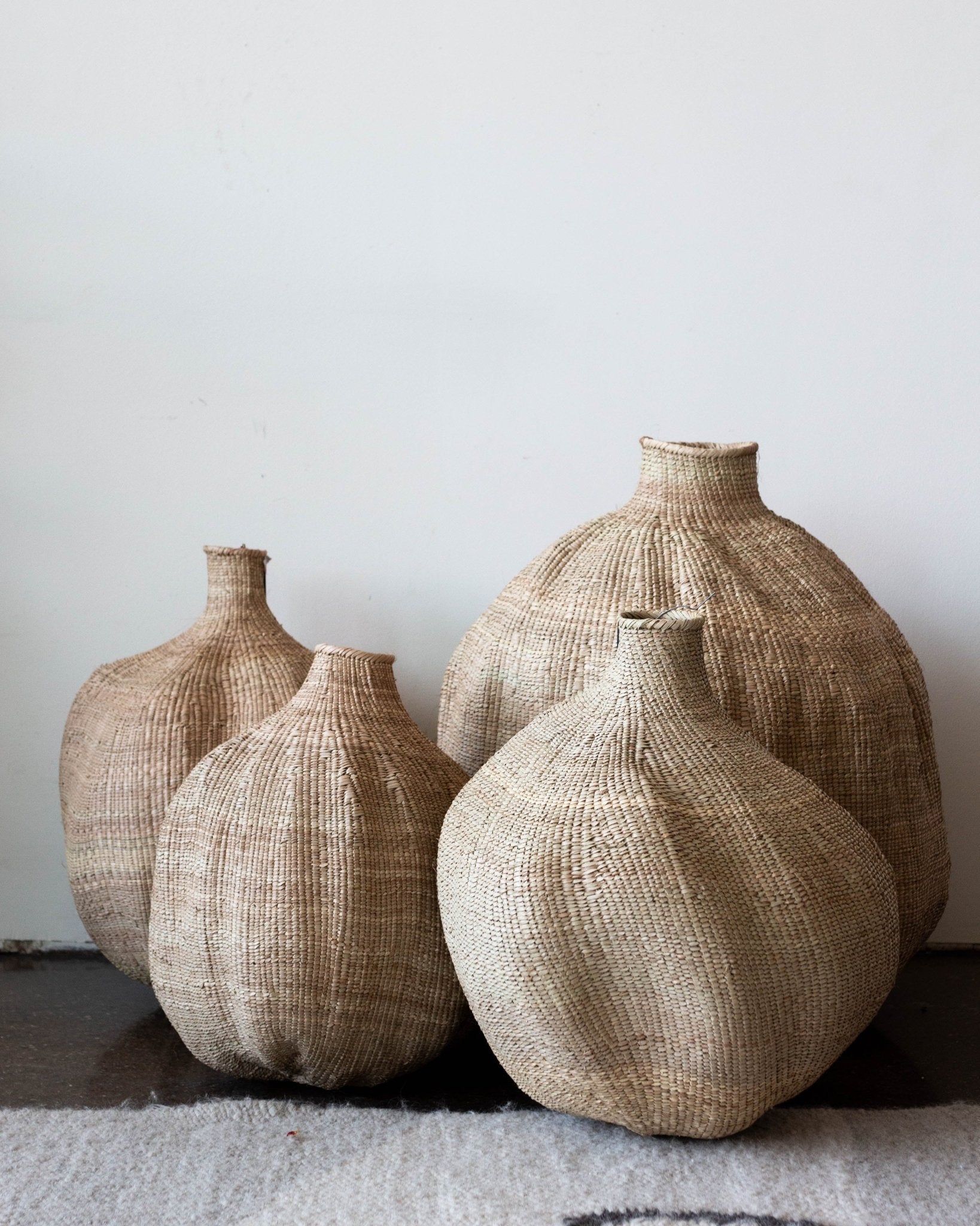 Ilala Garlic Gourd Handwoven African Basket Kanju Interiors