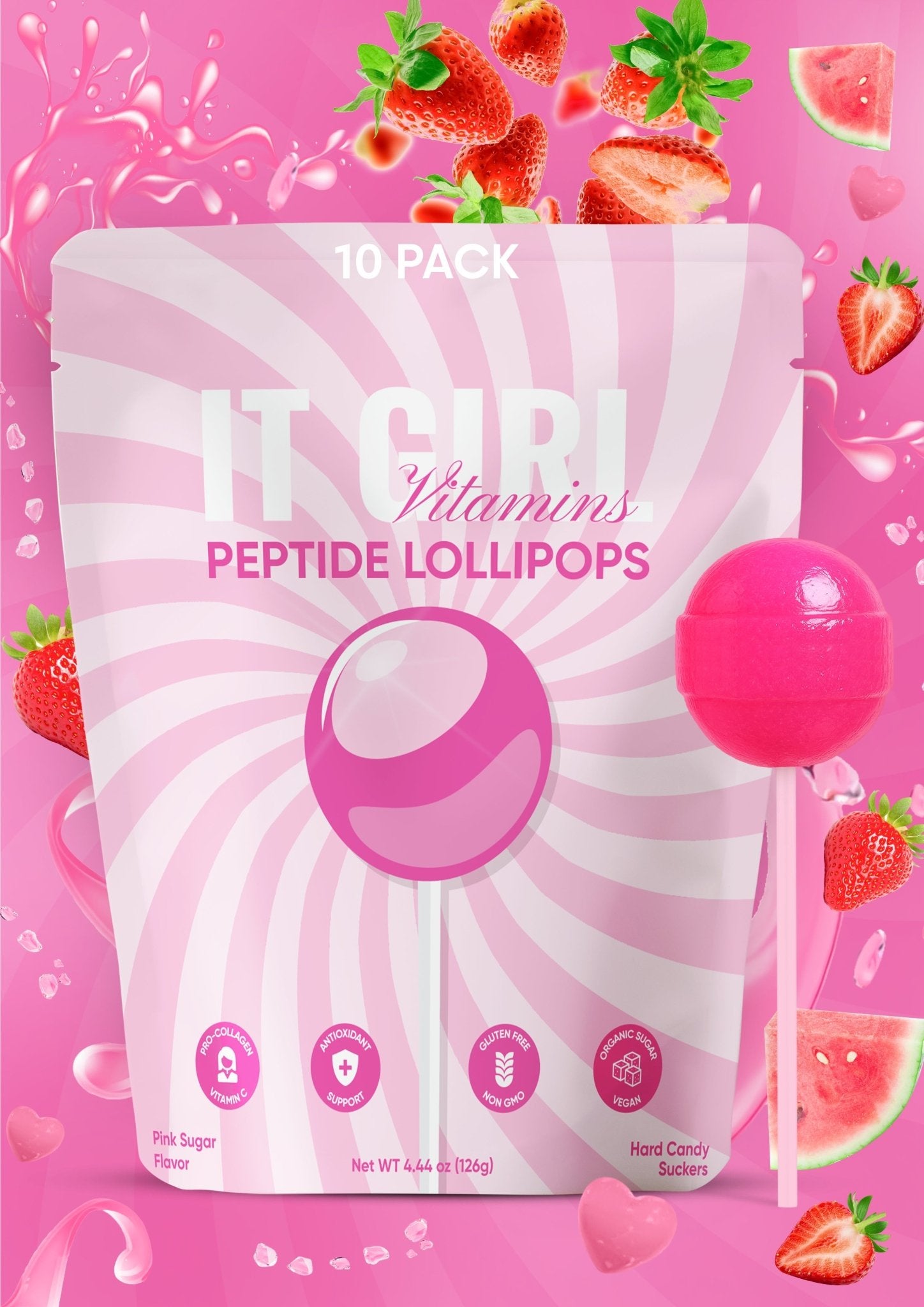 It Girl Beauty Lollipops - Collagen Peptides & Vitamin C Healthy Candy for Skin, Hair, Nails It Girl Vitamins