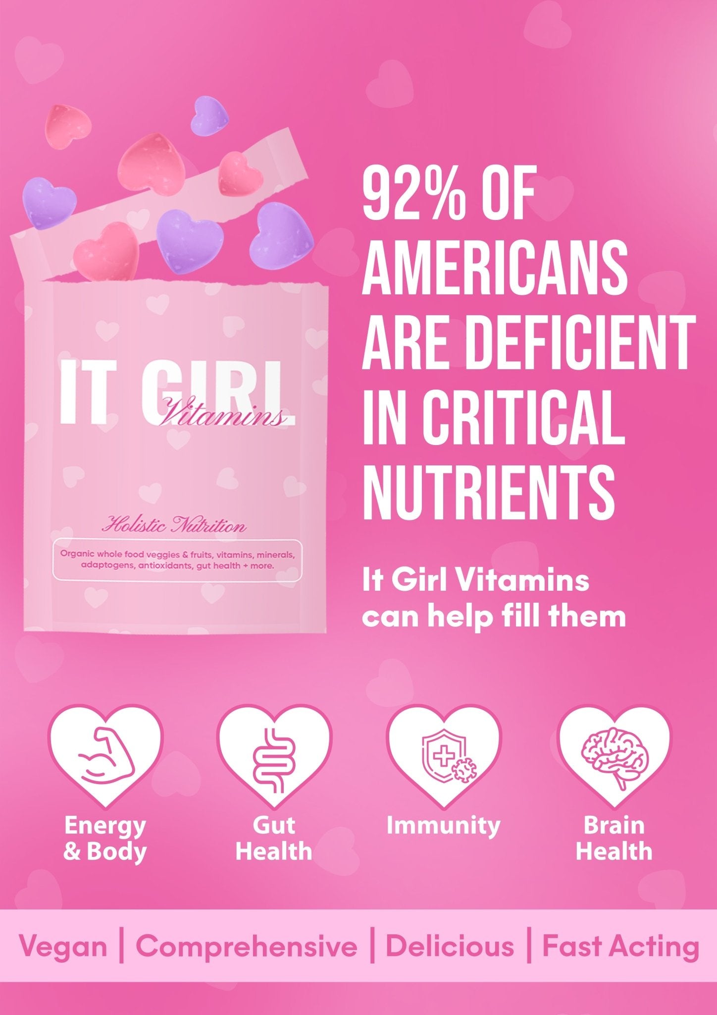 It Girl Snack - Superfoods Greens Gummies in Pink Starburst Flavor It Girl Vitamins