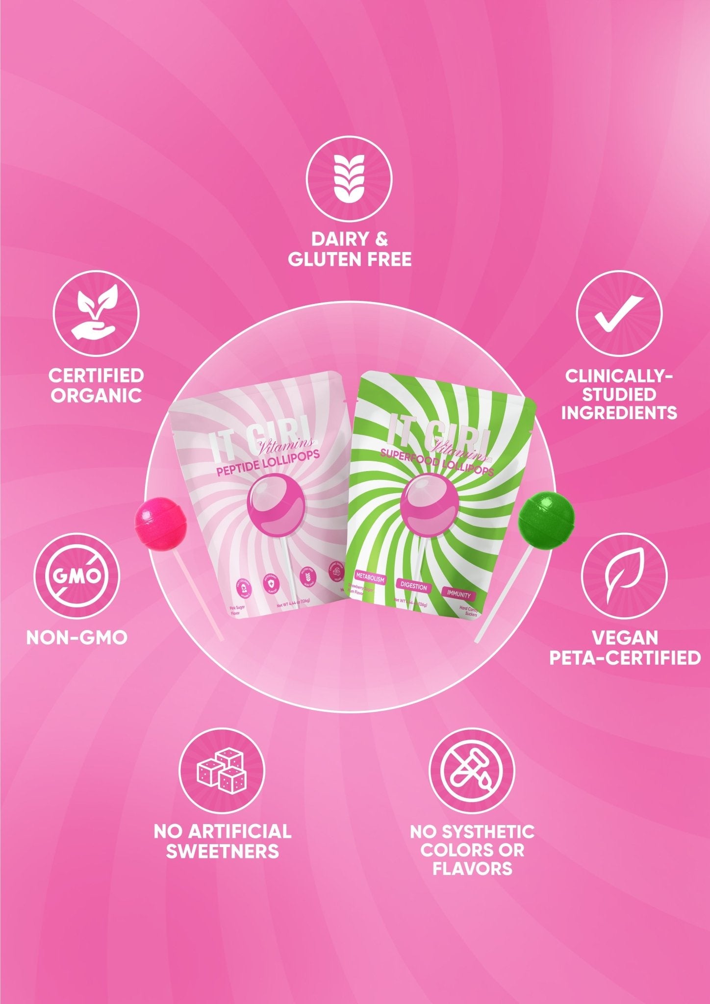 It Girl Superfood Greens Lollipops - Vegan Candy with Supergreens, Vitamins & Antioxidants It Girl Vitamins