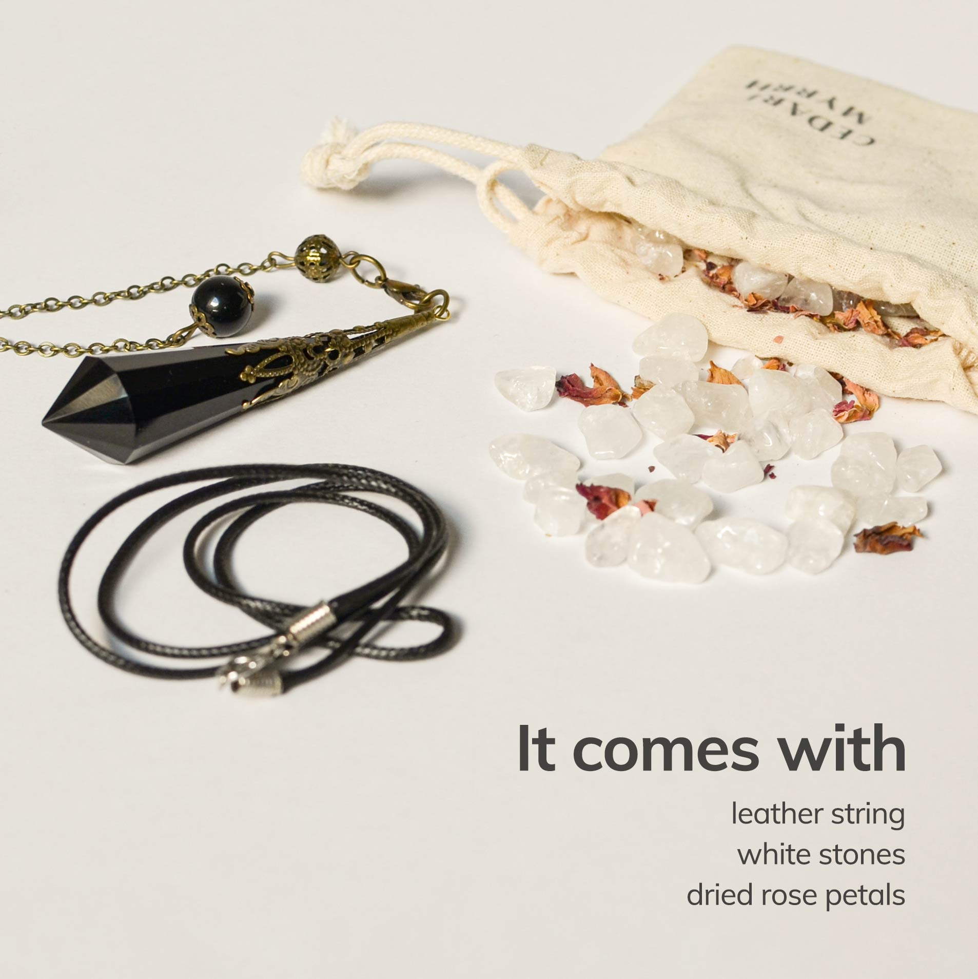 Natural Smoky Quartz Crystal Divination Pendulum CEDAR AND MYRRH