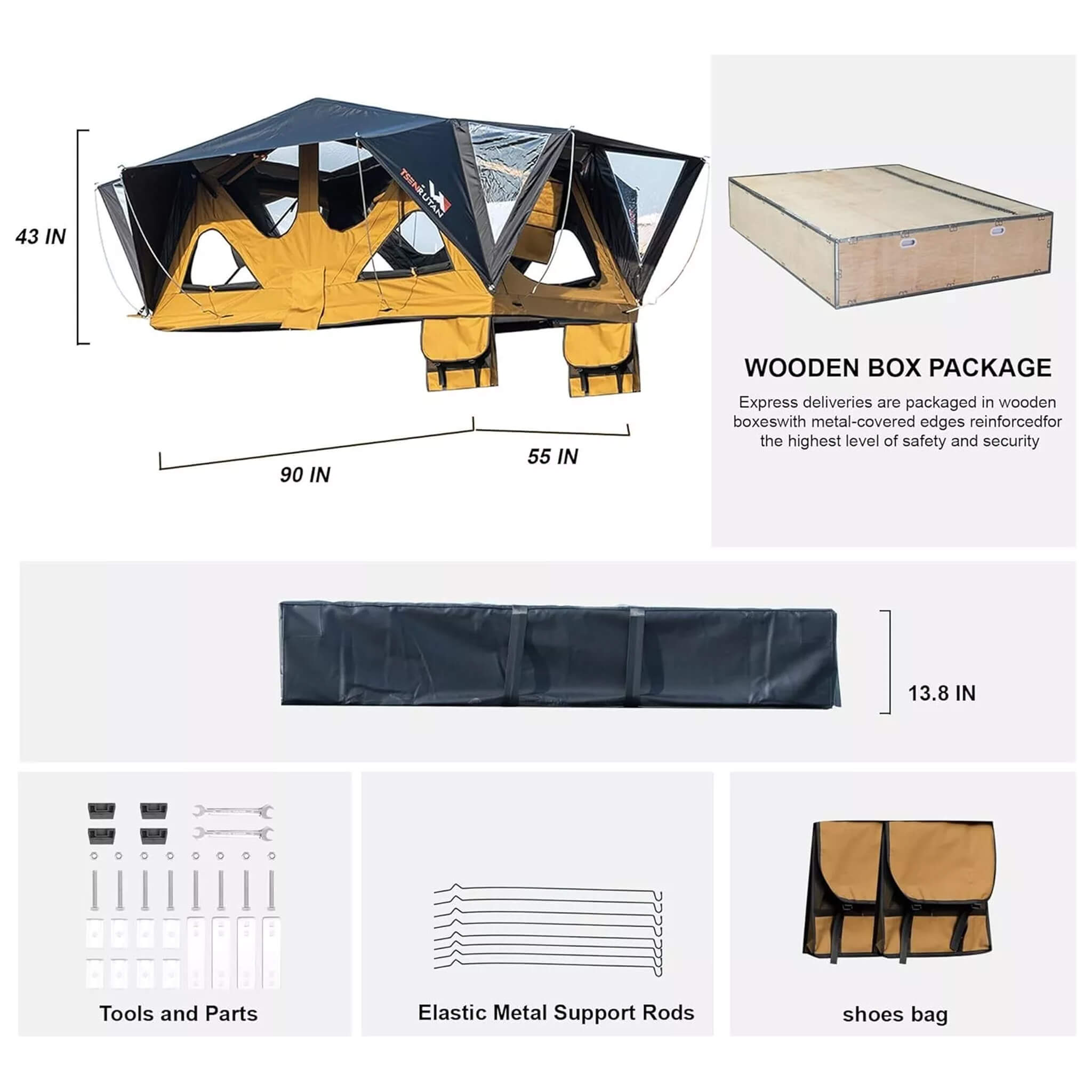 Naturnest Andromeda Khaki Soft Shell Rooftop Tent With Large Panoramic Skylight & YKK Doors (SAK72384) SAKSBY WHOLESALE