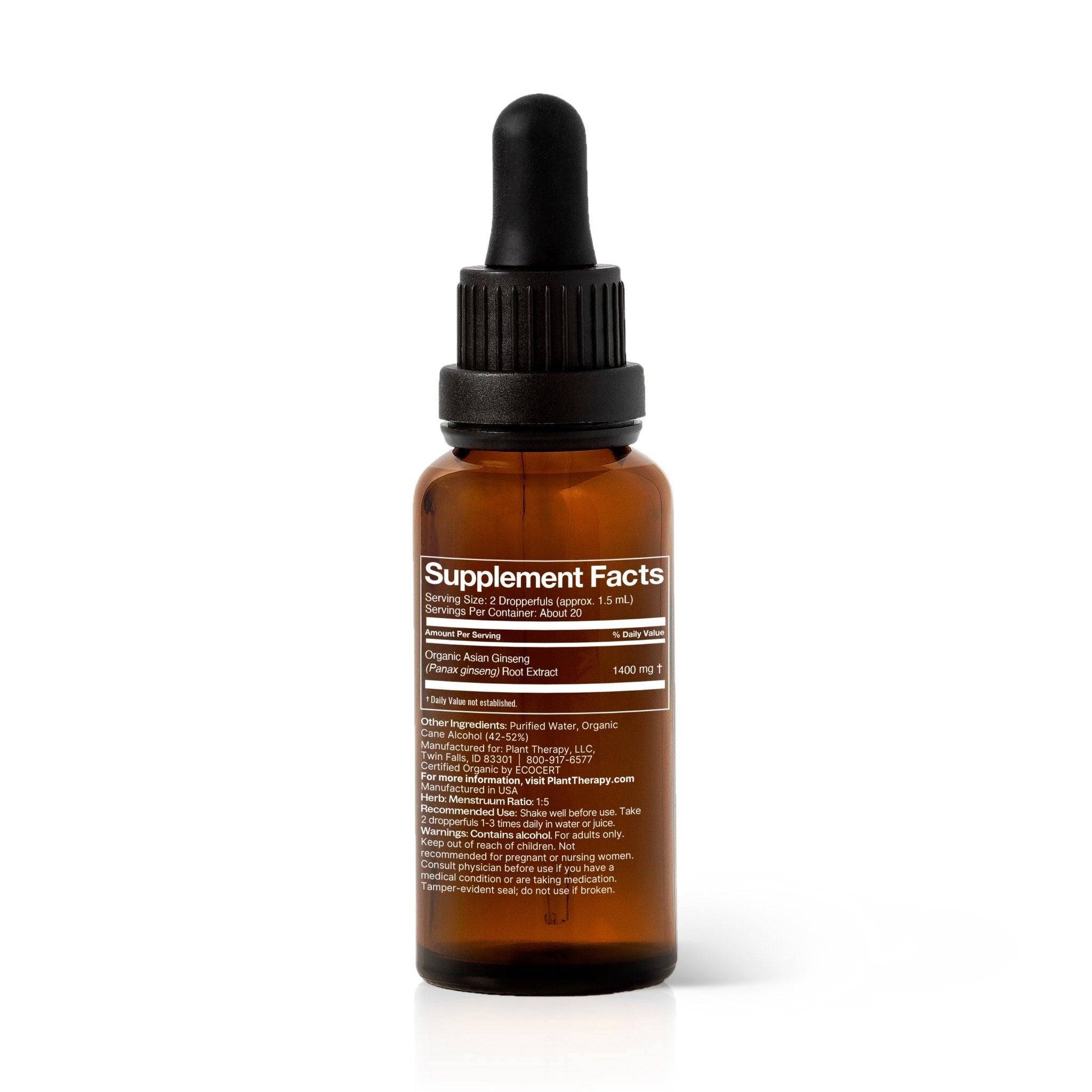 Organic Asian Ginseng Herbal Tincture Plant Therapy