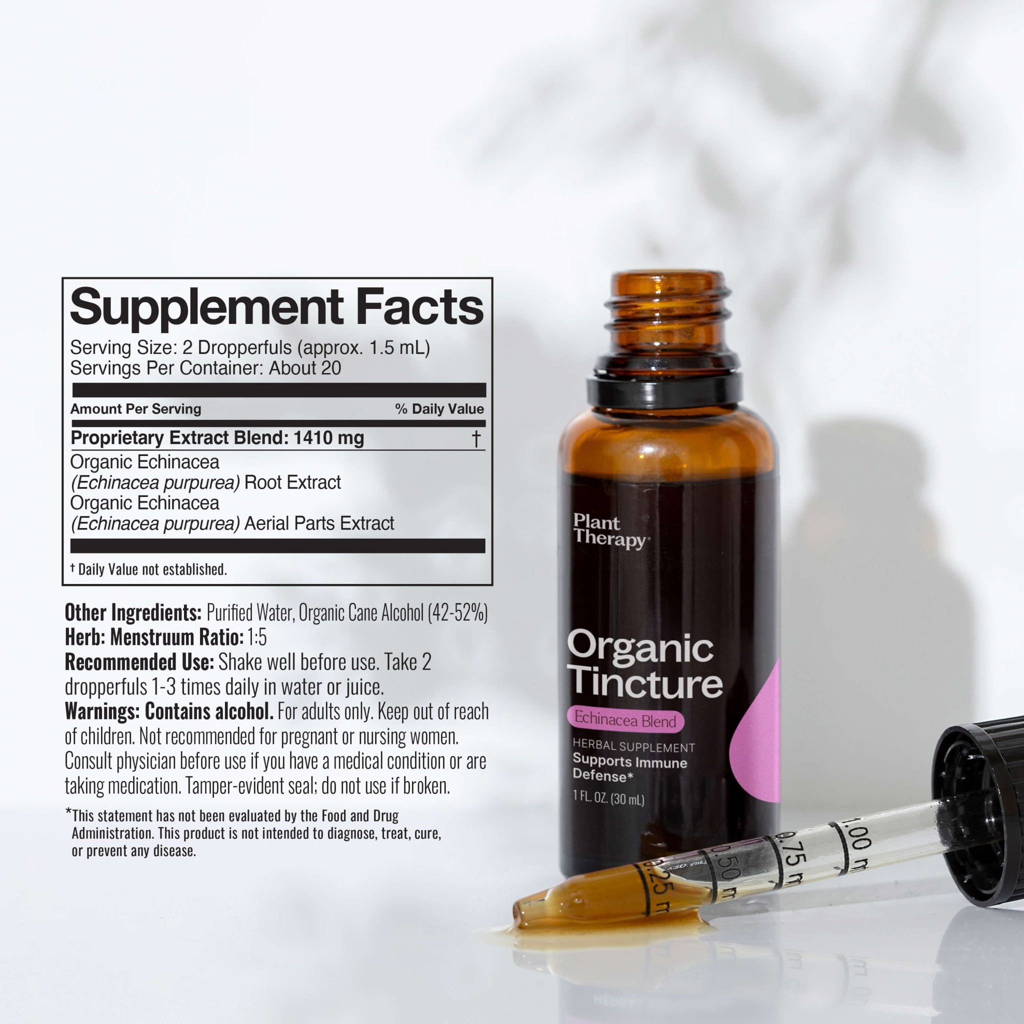 Organic Echinacea Blend Herbal Tincture Plant Therapy