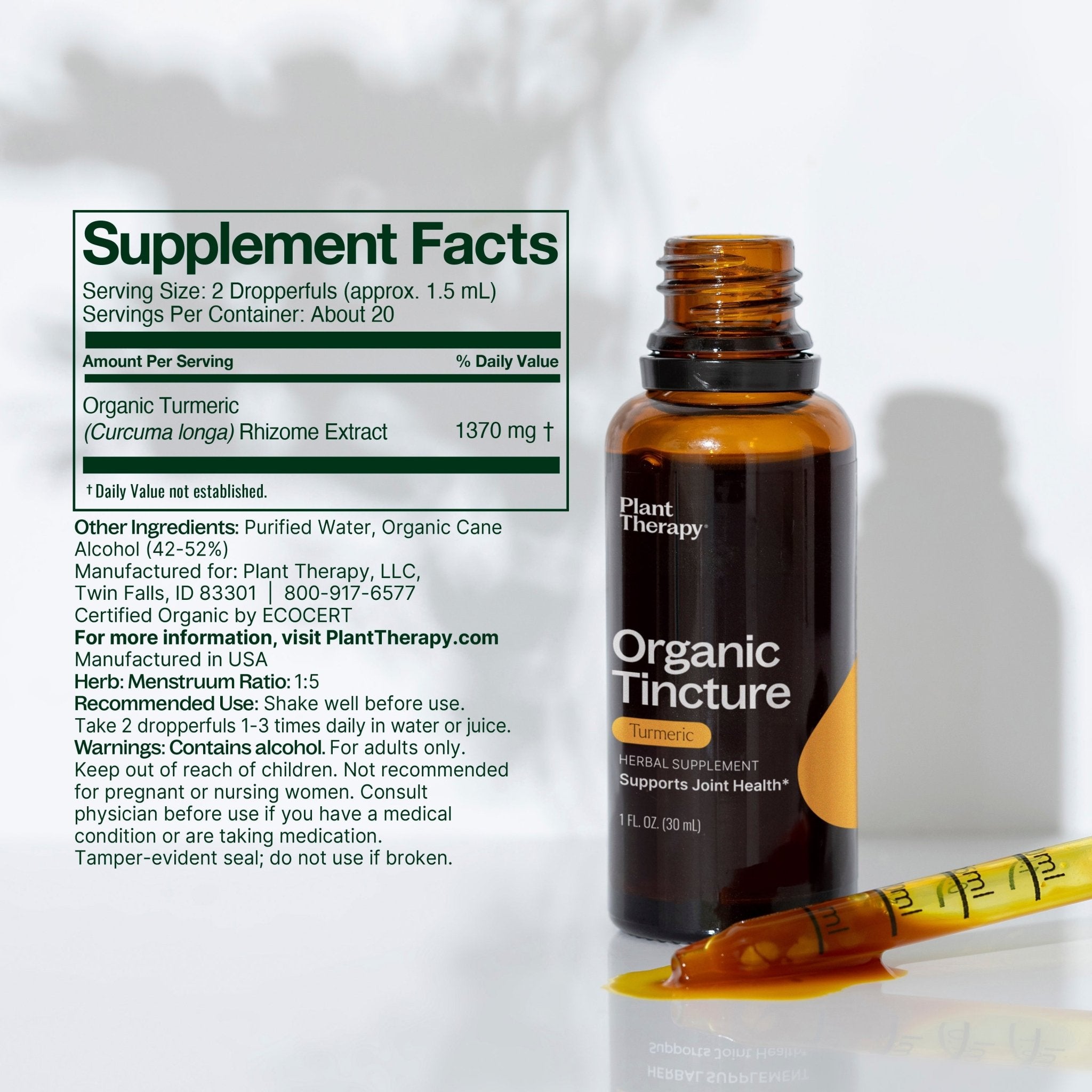 Organic Turmeric Herbal Tincture Plant Therapy