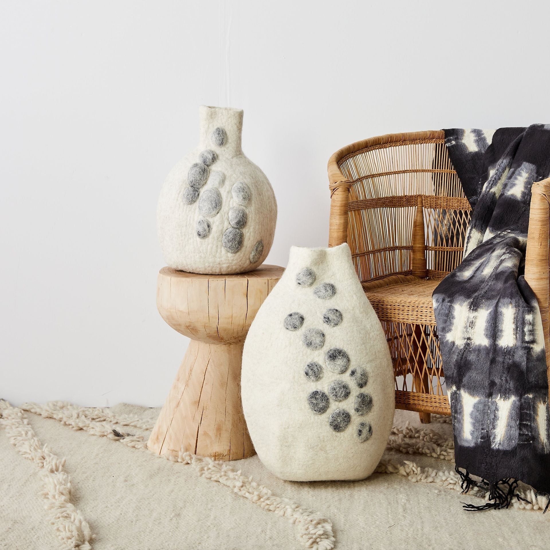 Pebble Hand - Felted Wool Gourd Basket Kanju Interiors