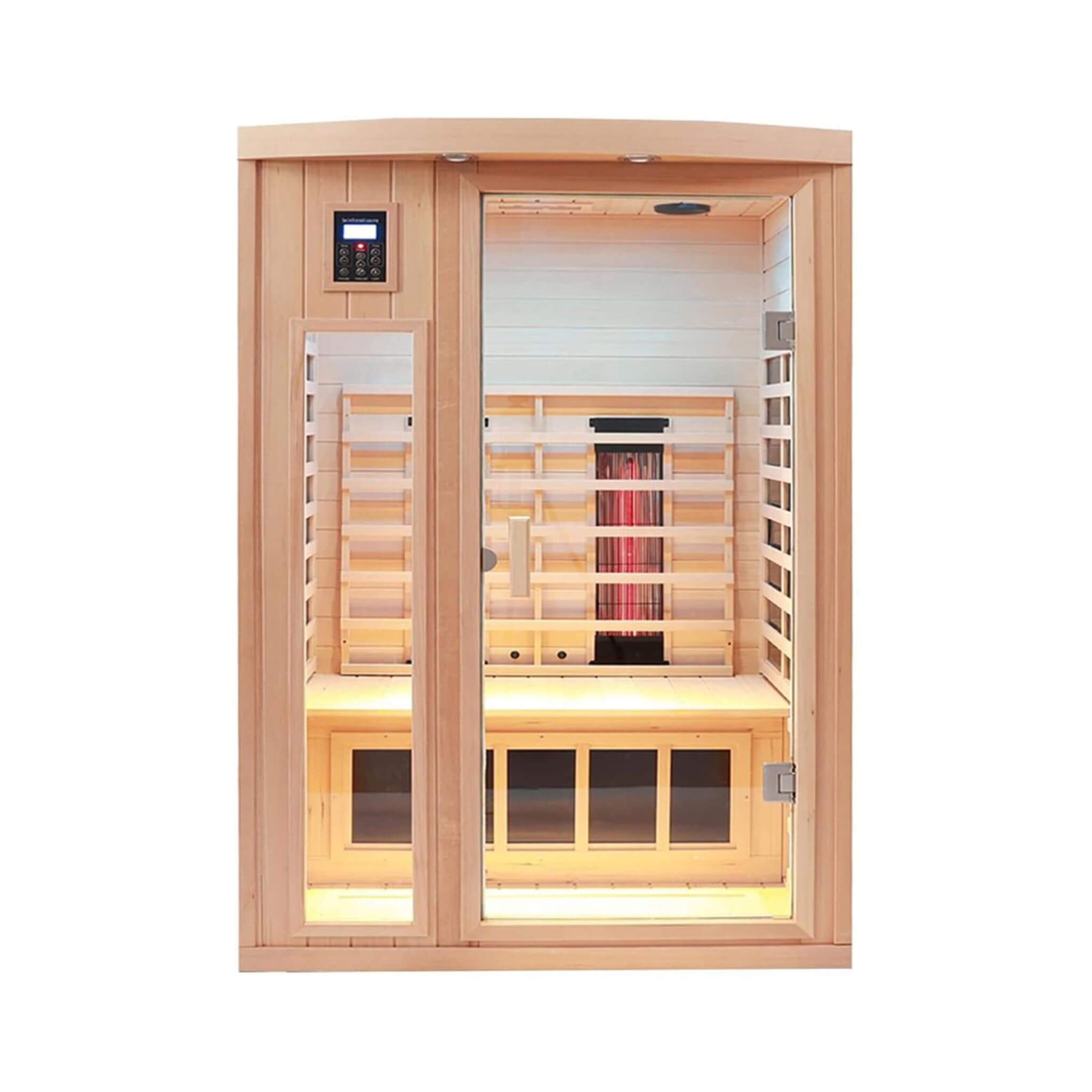 Premium 2 - Person Low EMF FAR - Infrared Heat Wood Home Personal Spa Sauna With Ceramic Heaters, 1760W (SAK25714) SAKSBY WHOLESALE