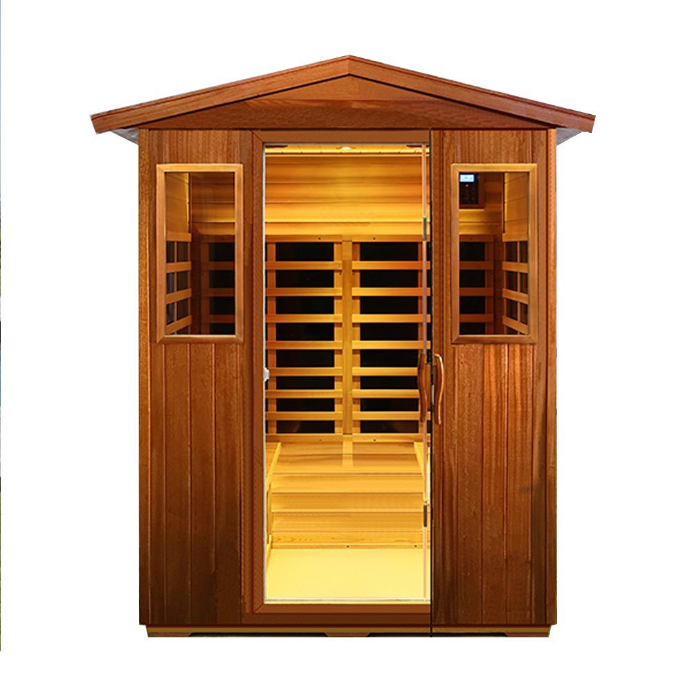 Premium 4 - Person Luxury Low EMF Outdoor FAR Infrared Home Sauna With Bluetooth Audio, 2050W (SAK15372) SAKSBY WHOLESALE