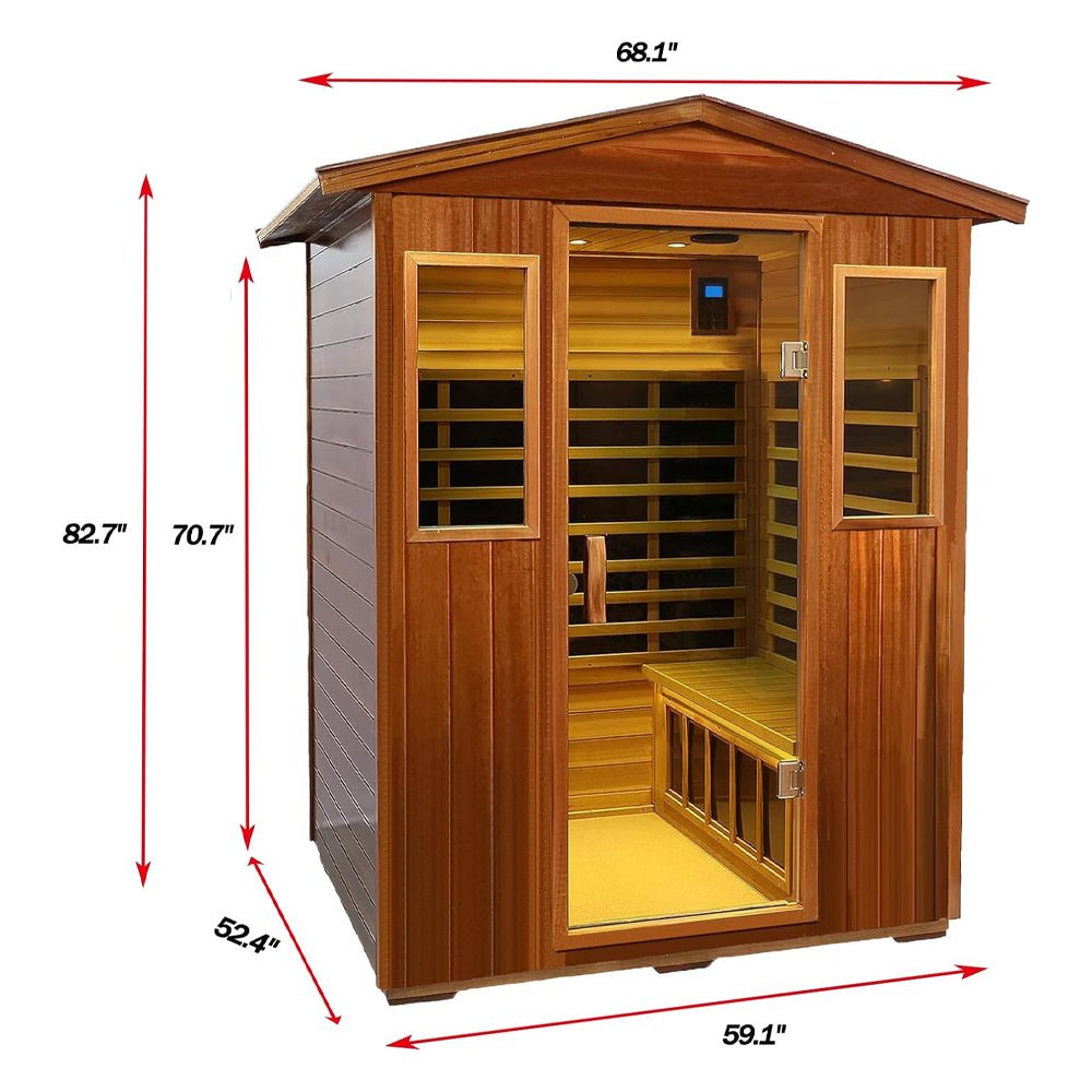 Premium 4 - Person Luxury Low EMF Outdoor FAR Infrared Home Sauna With Bluetooth Audio, 2050W (SAK15372) SAKSBY WHOLESALE