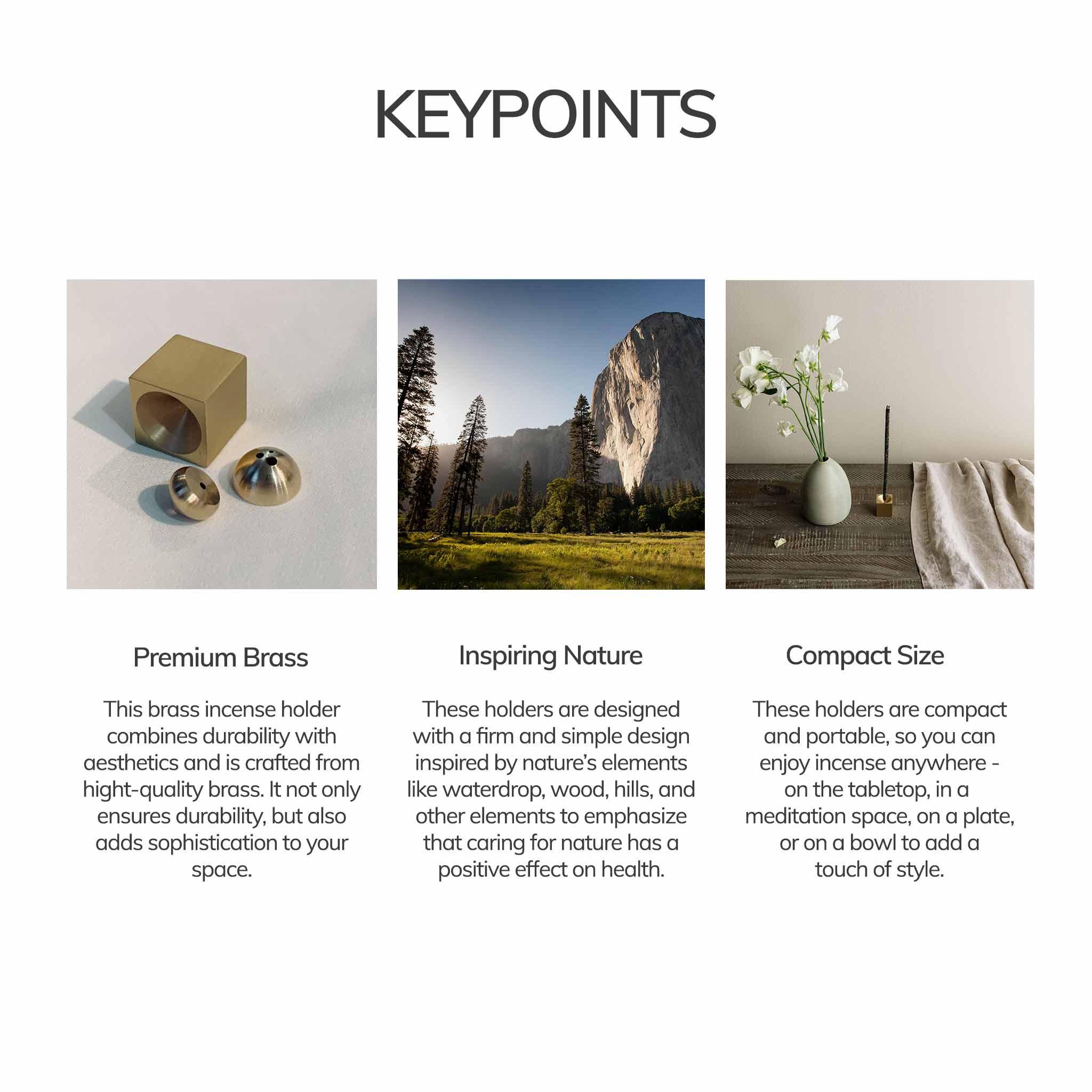 Tall Waterdrop Brass Incense Holder CEDAR AND MYRRH