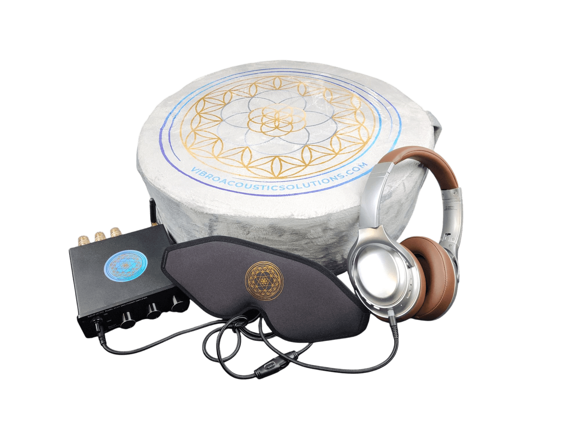 Vibroacoustic Therapy Zafu Meditation Cushion bundle with custom amplifier Vibroacoustic Solutions
