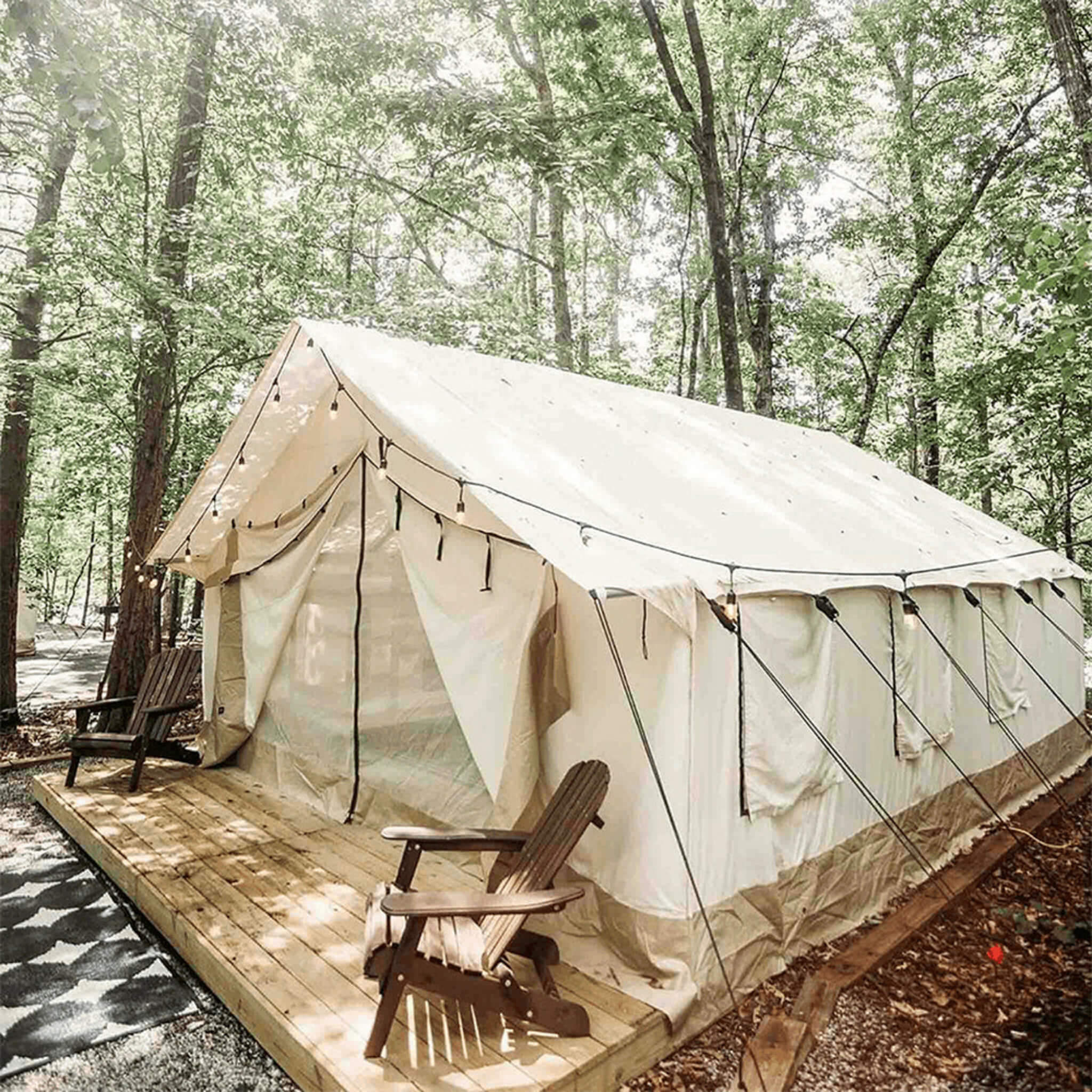 [14x16FT] White Duck Alpha Wall Tent With Heavy - Duty Frame And Bug Mesh Windows (SAK73214) SAKSBY WHOLESALE