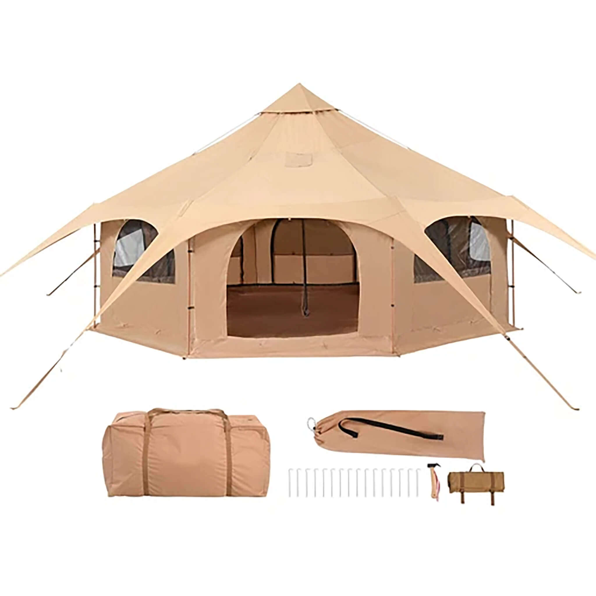 16FT Large Premium 4 - Season 8 - Person Bell Yurt Tent With Stove Jack (SAK75947) SAKSBY WHOLESALE