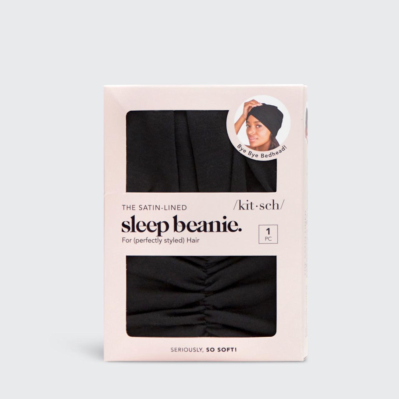 Satin-lined Sleep Beanie - Black