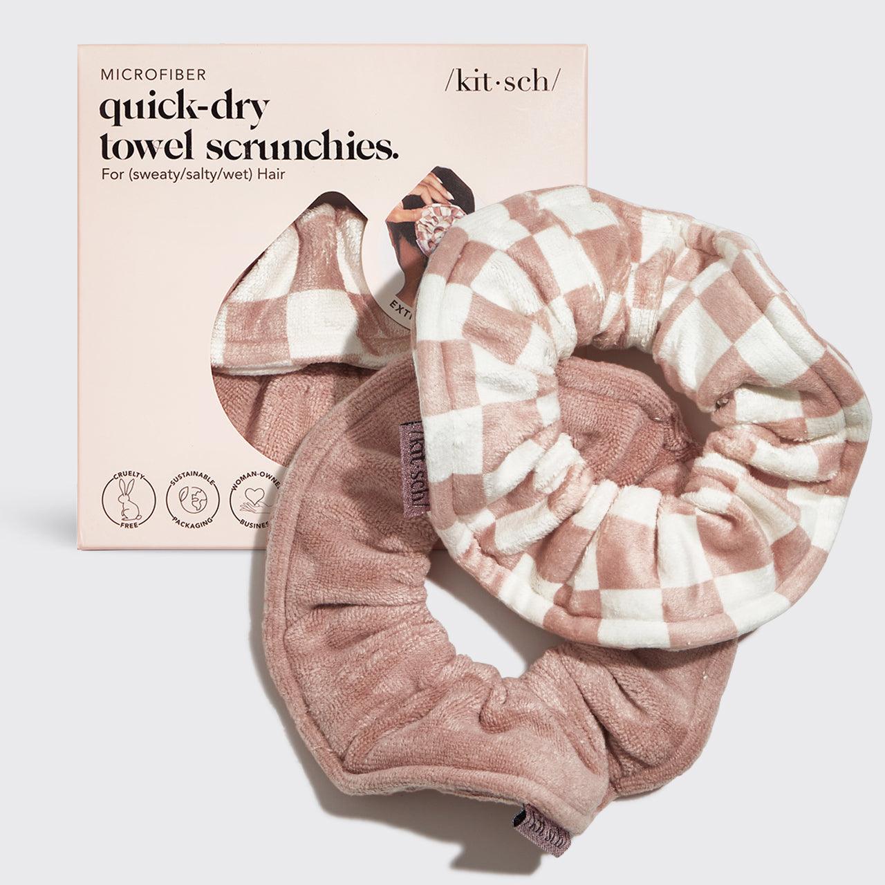 Microfiber Quick-Dry Towel Scrunchies 2pc - Terracotta Checker - Nanaka