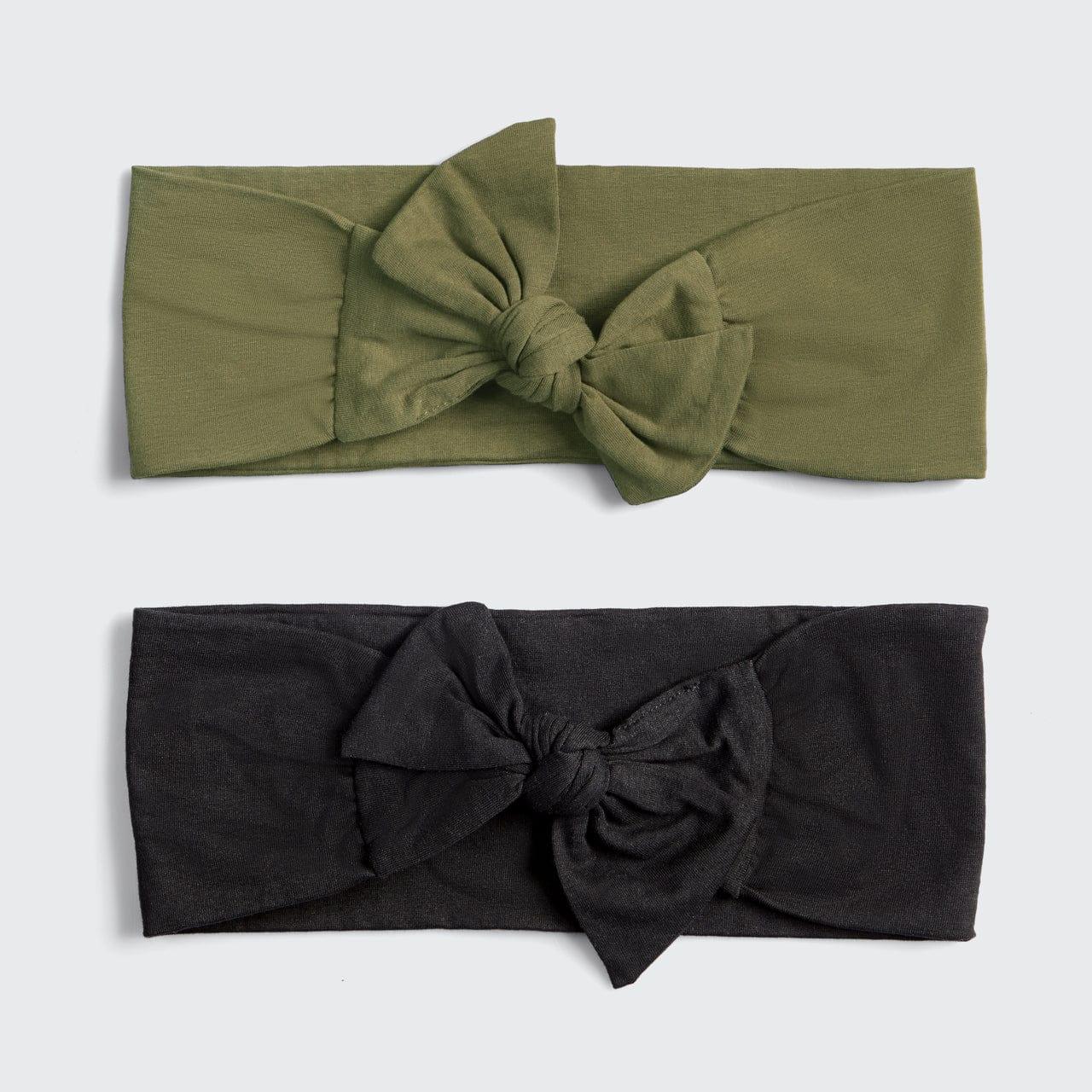 Moss & Black Cotton Adjustable Headbands 2pc Set