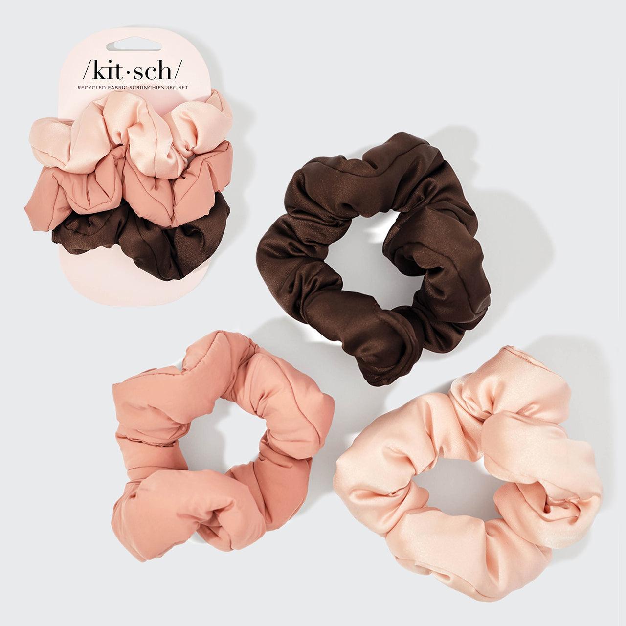 Recycled Fabric Cloud Scrunchies 3pc Set - Rosewood - Nanaka