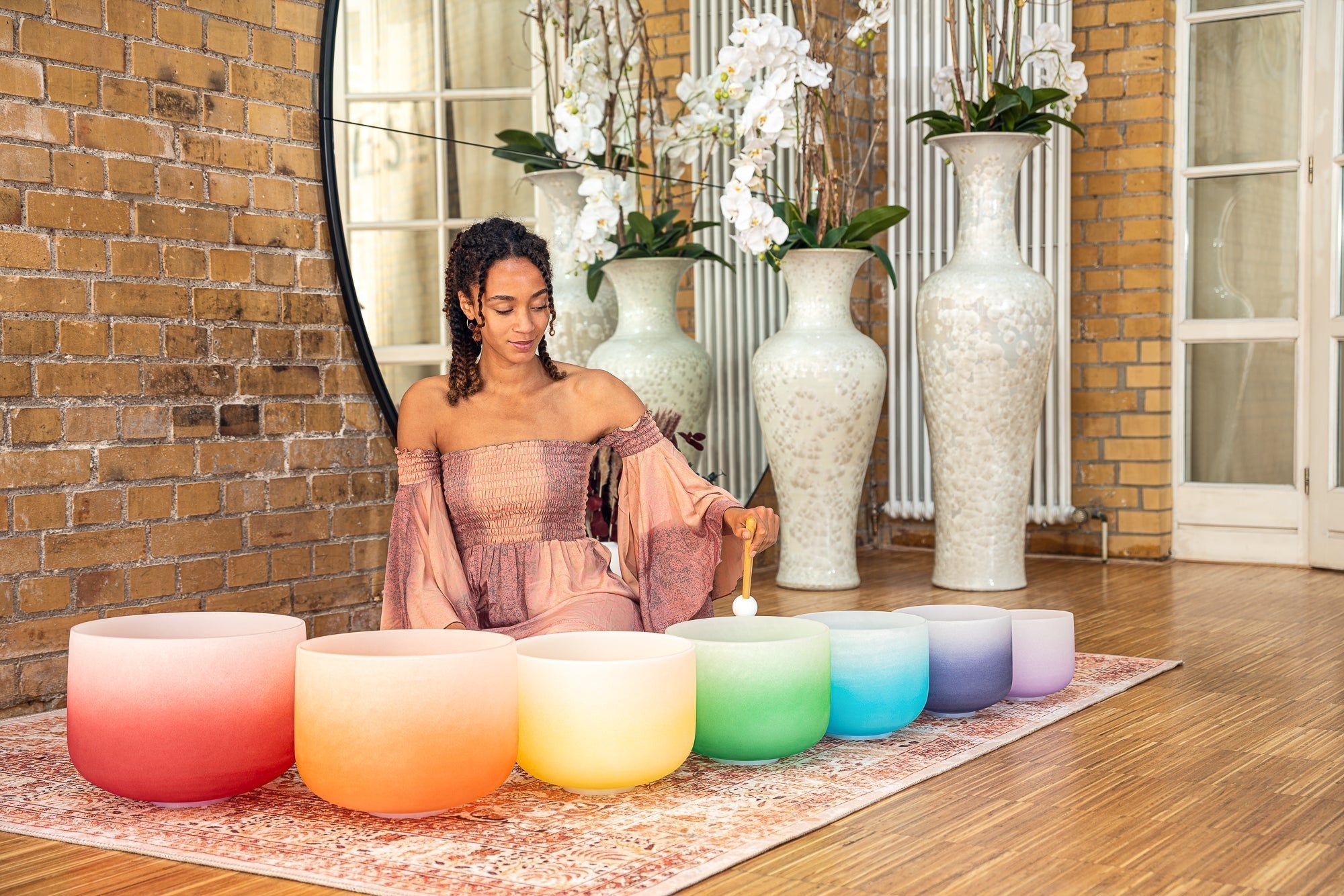 7 Chakra Color Quartz Crystal Singing Bowls Set (8" - 14") Sound Healing LAB
