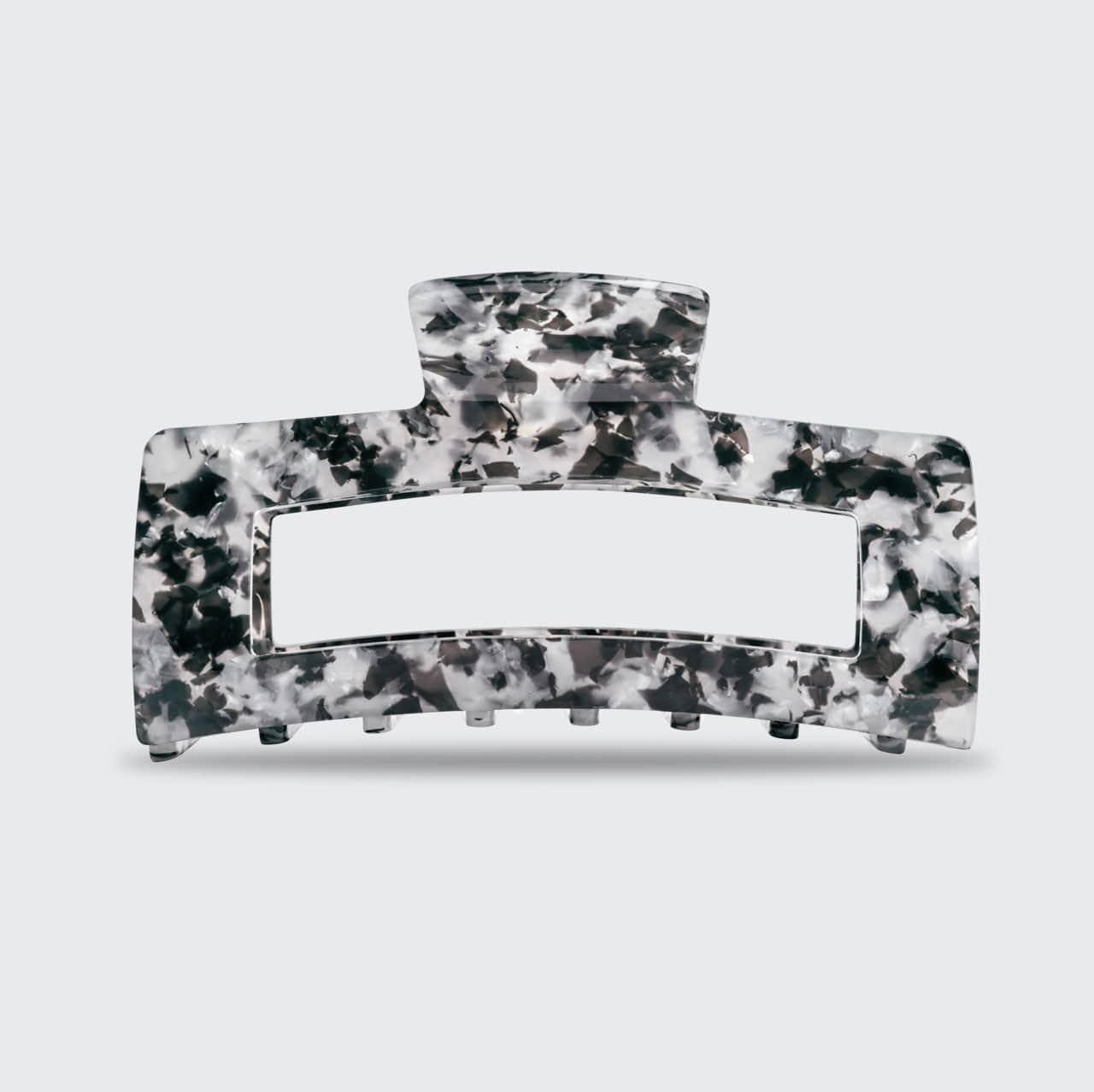 Jumbo Open Shape Claw Clips - Black Marble