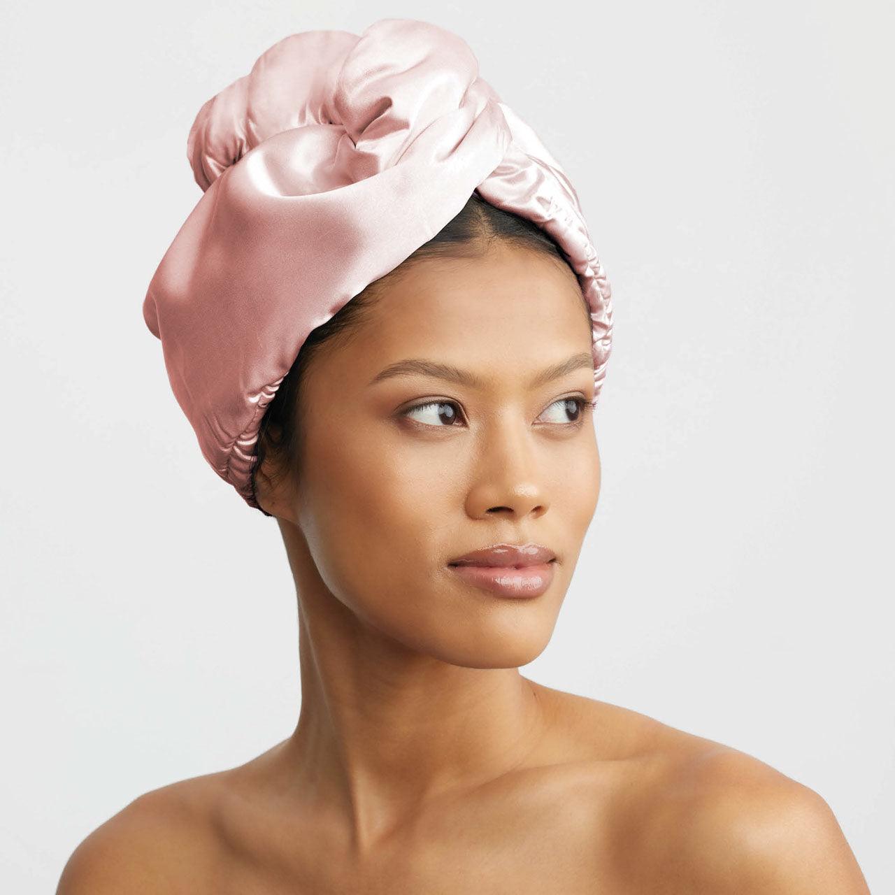 Blush Satin Wrapped Hair Towel