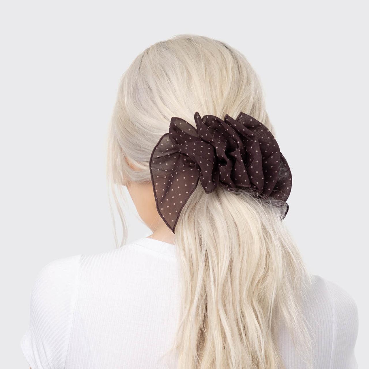 Chiffon Polka Dot Bow Barrette