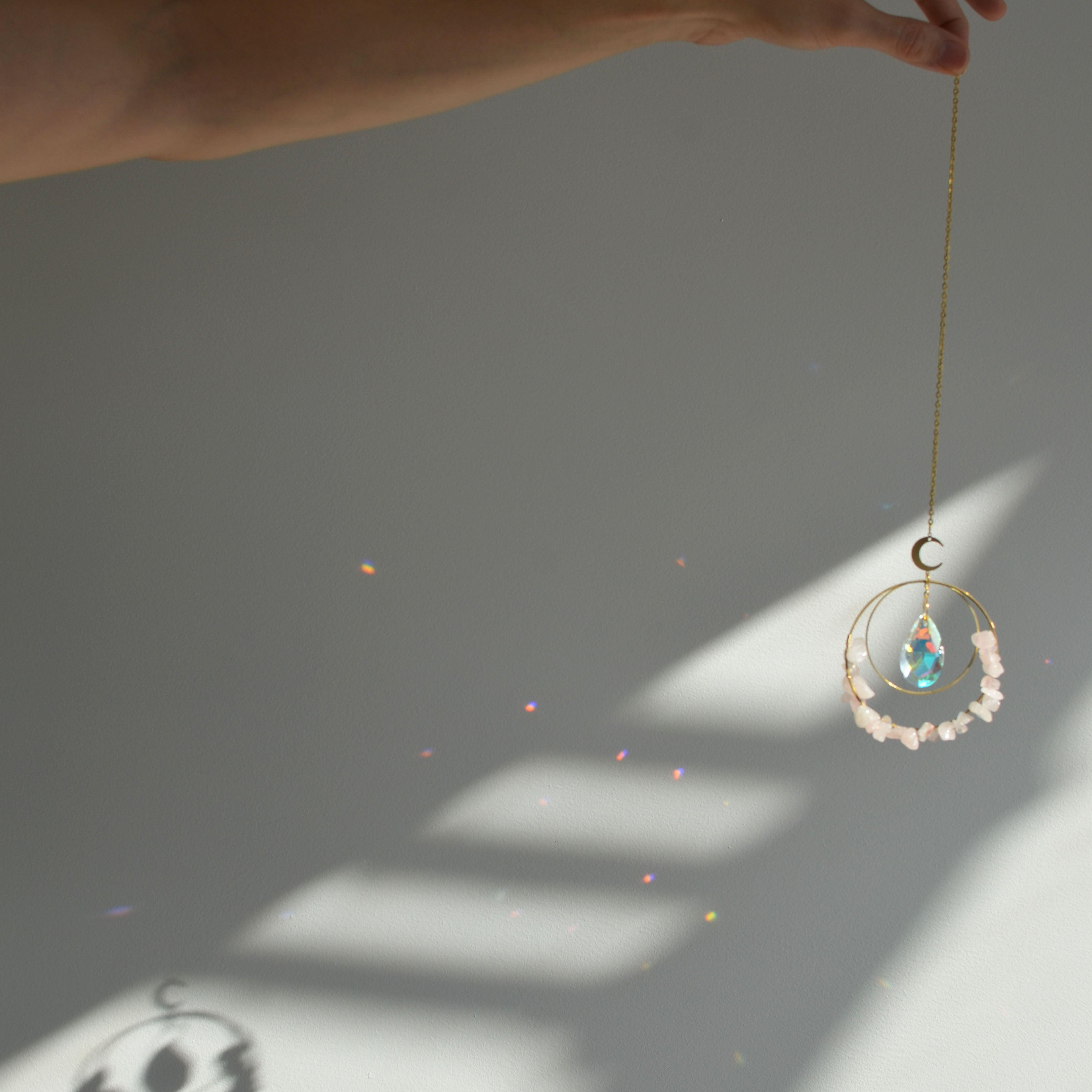 Rose Quartz & Crystal Sun catcher