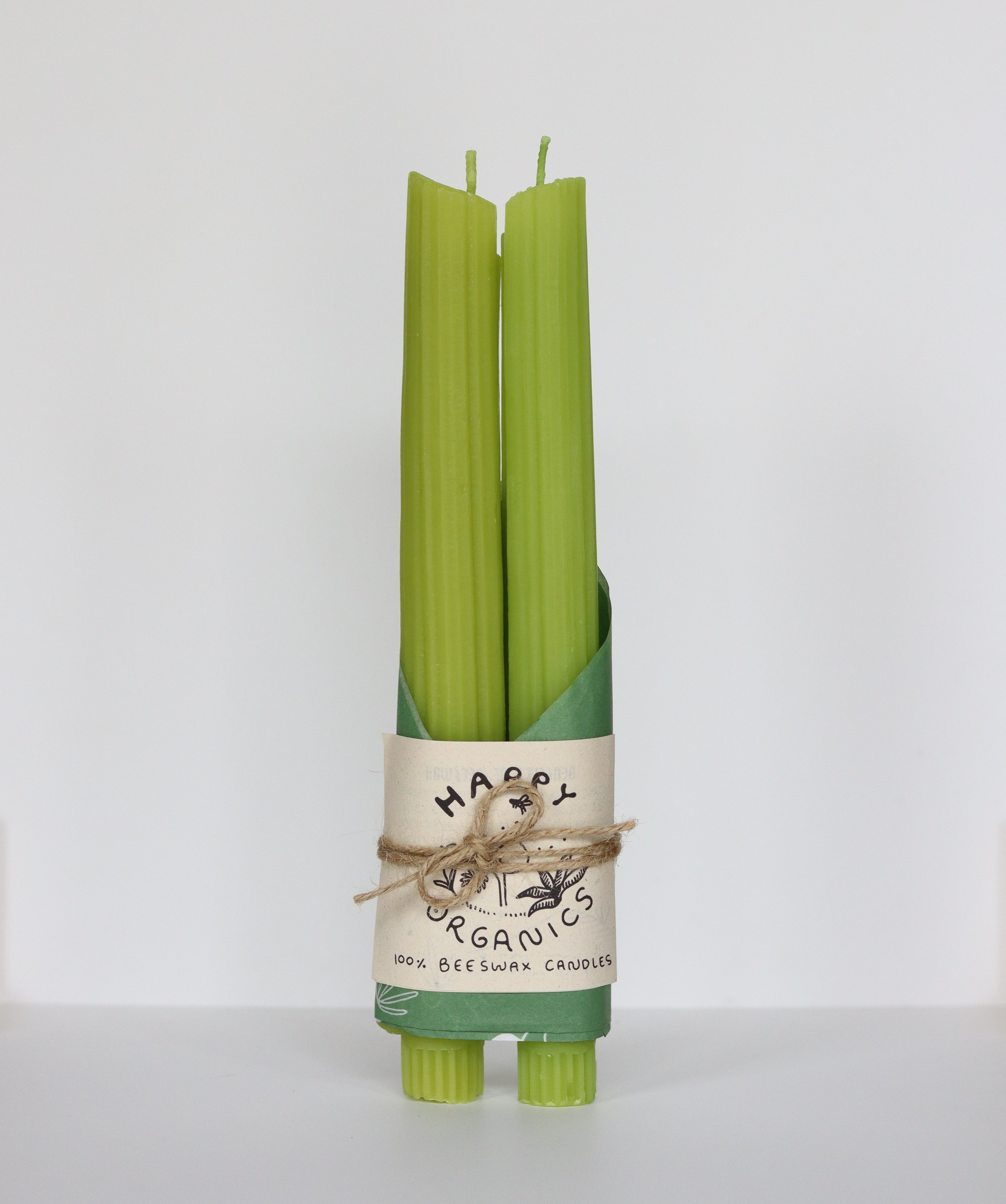 BEESWAX CELERY TAPER CANDLES - SET OF 2