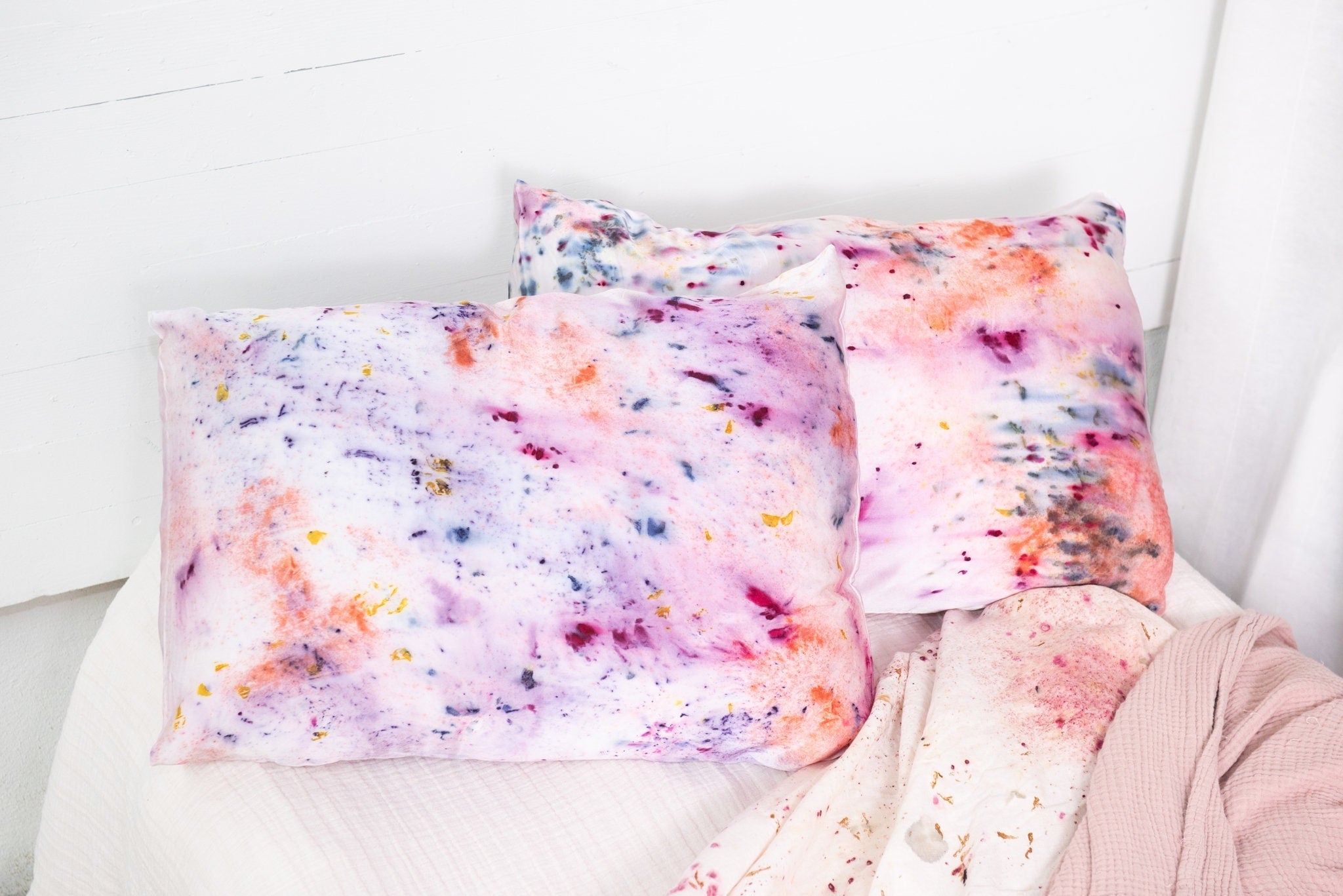 Abstract Botanically Dyed Silk Pillowcase dyekween
