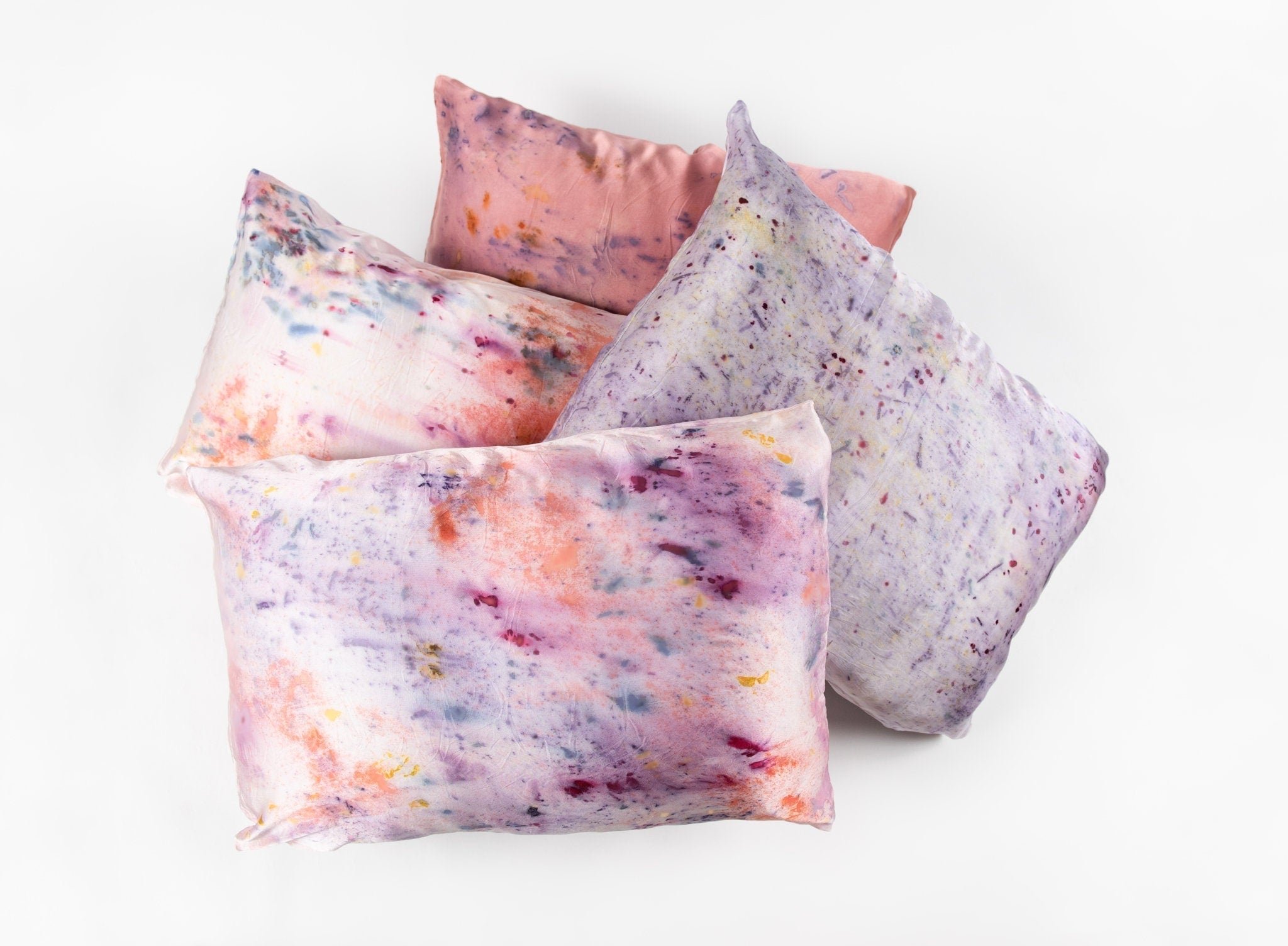 Abstract Botanically Dyed Silk Pillowcase dyekween
