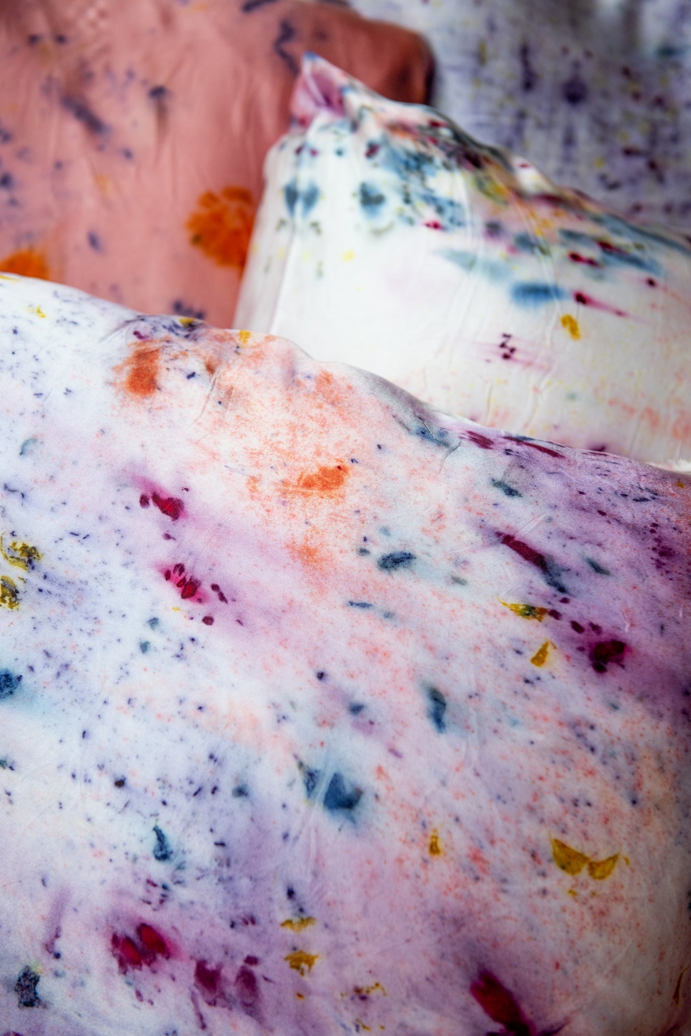 Abstract Botanically Dyed Silk Pillowcase dyekween