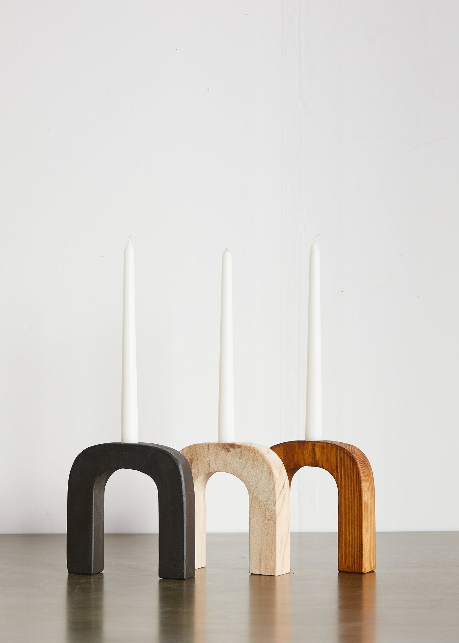 Arch Wooden Taper Candlestick Holder Kanju Interiors